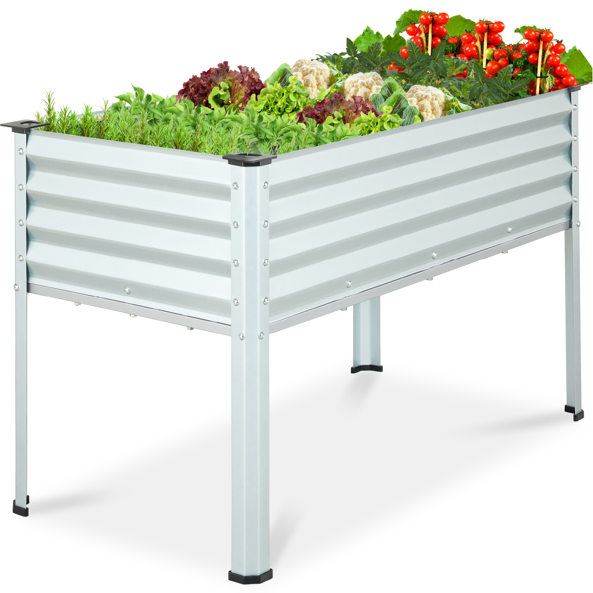 48x24x30in Elevated Galvanized Metal Garden Bed w/ Corner Protectors - Silver - Best Choice Products Online