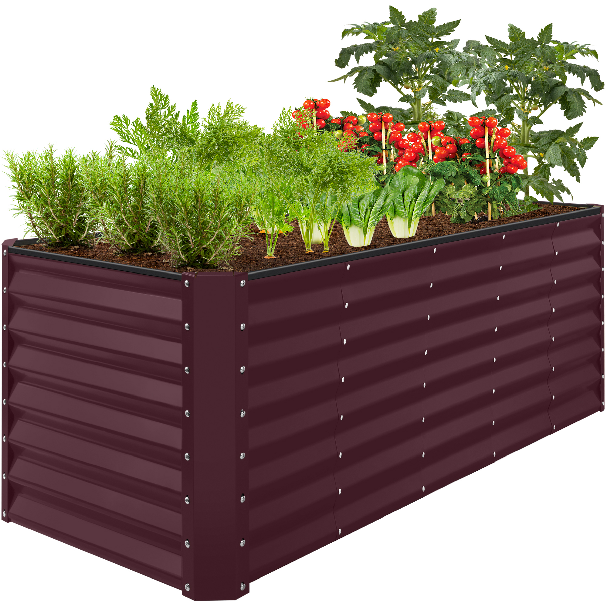 8x2x2ft Raised Metal Outdoor Garden Bed, Planter Box for Flowers, Vegetables, Herbs - Burgundy - Best Choice Products Online