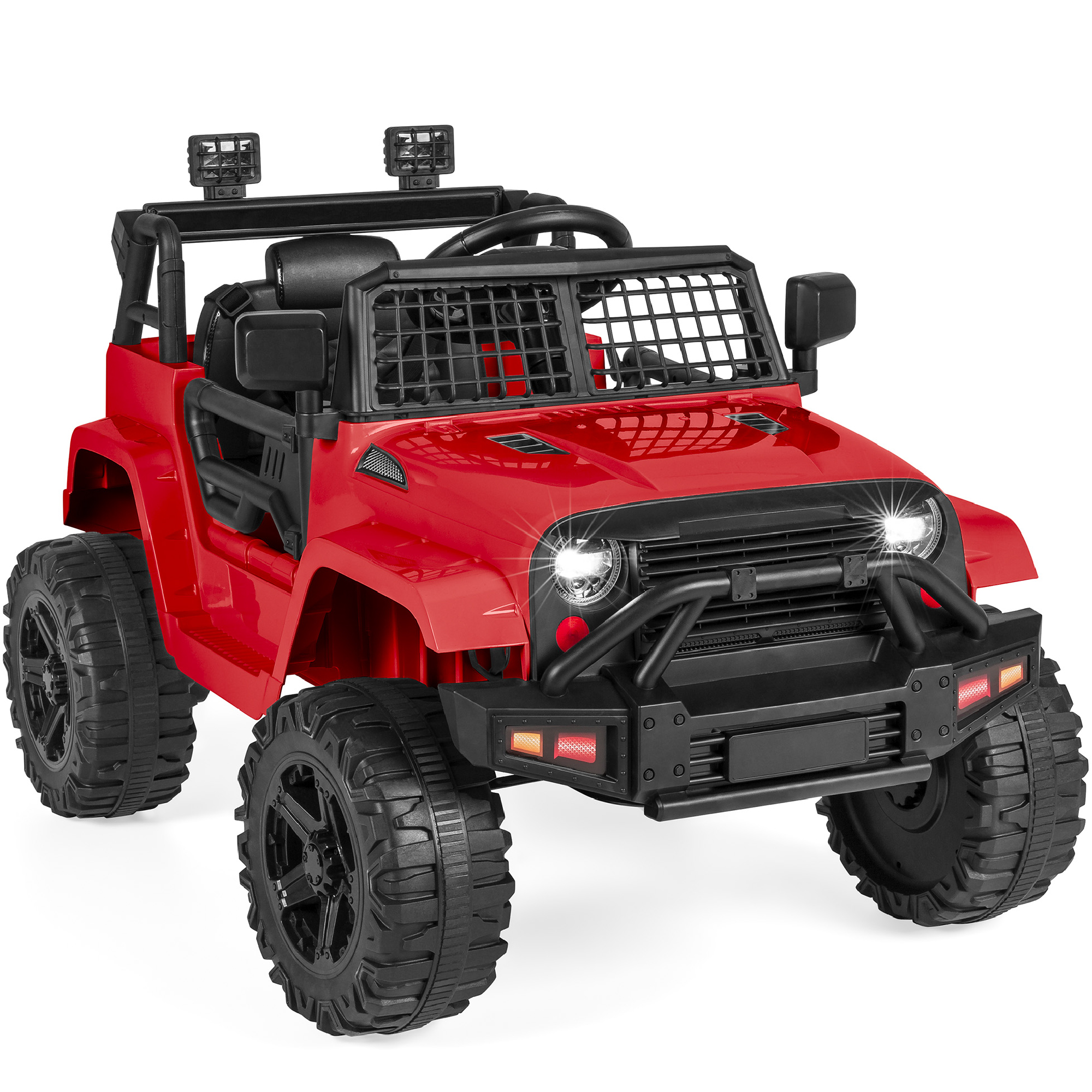 Ride-On Car For Kids w/ Parental Remote Control, 12V Battery Power, Spring Suspension Wheels, LED Lights - Red - Best Choice Products