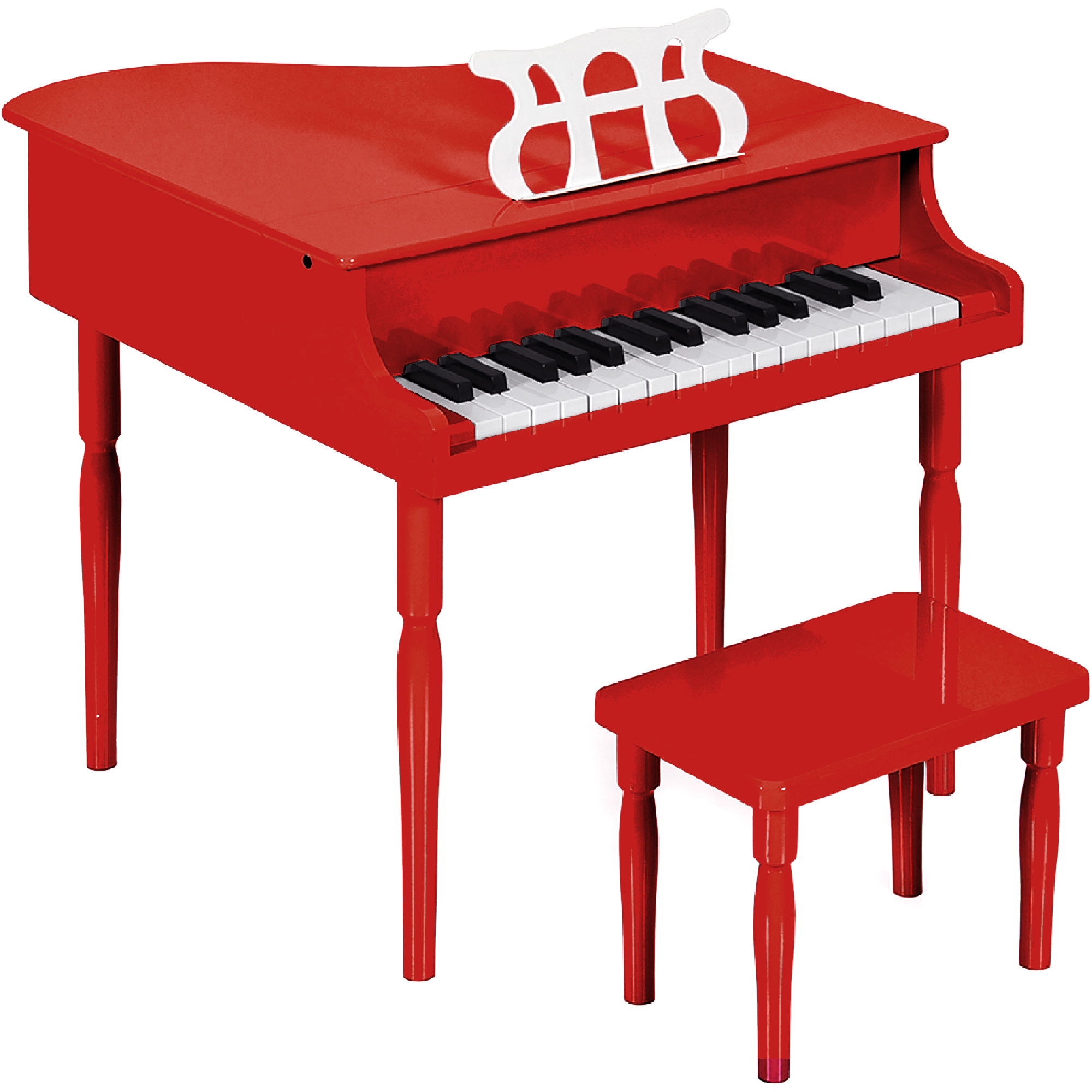 Kids Wooden 30-Key Mini Grand Piano w/ Lid, Bench, Foldable Music Rack, Song Book, Stickers - Red - Best Choice Products Online