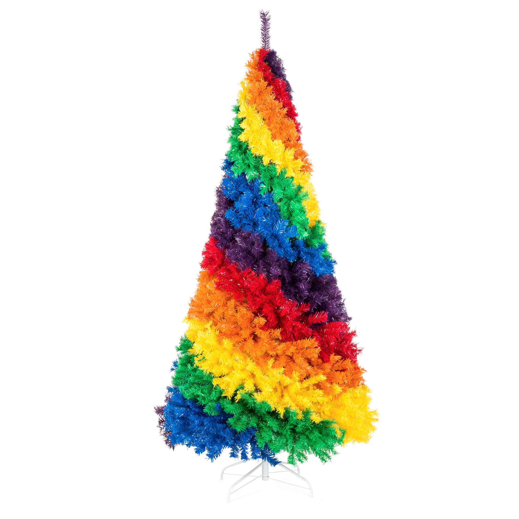 Christmas Trees 7ft - Colorful Rainbow Artificial Full Fir Christmas Tree Holiday Decoration w/ 1,213 Tips, Metal Stand