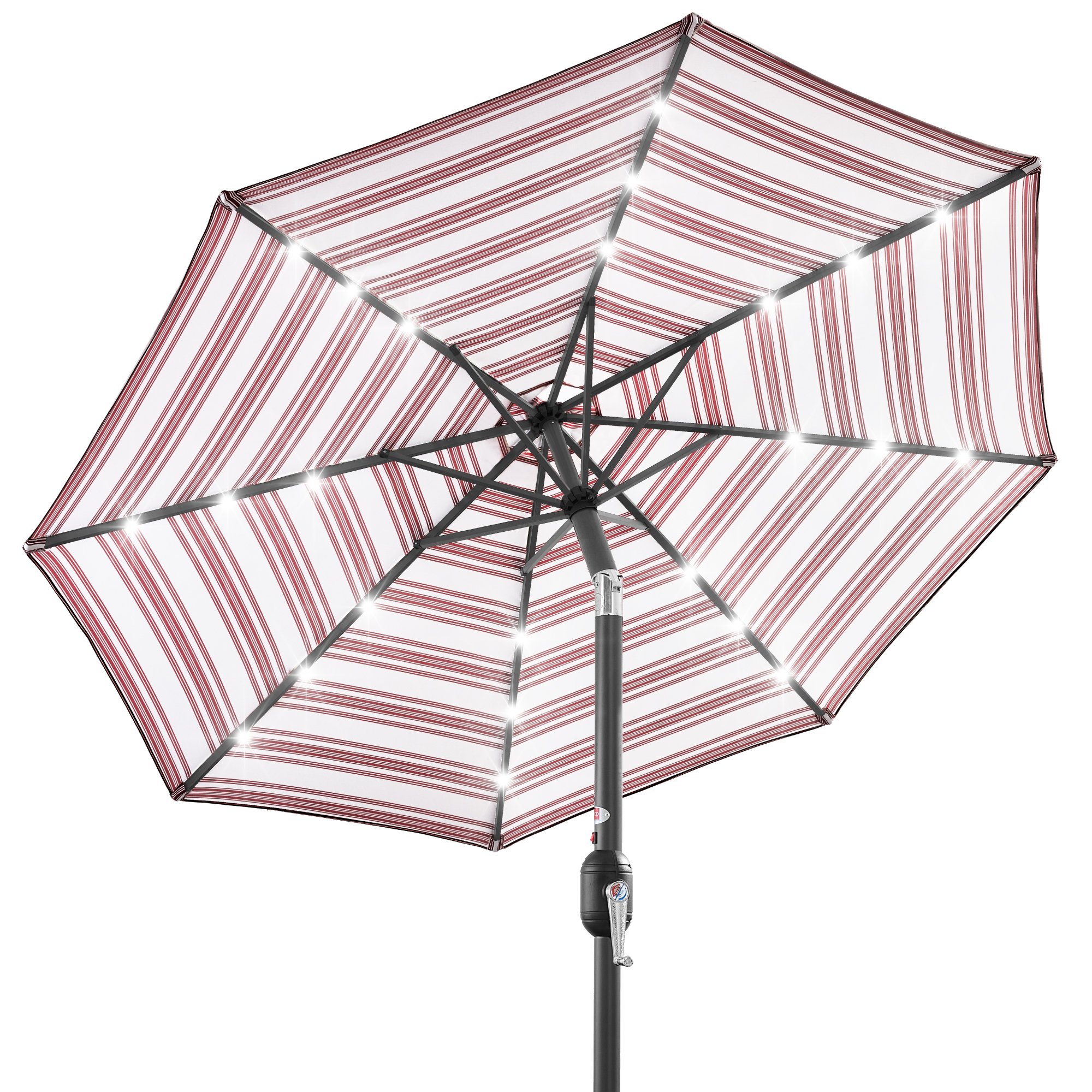 10ft Solar LED Lighted Patio Umbrella w/ Tilt Adjustment, UV-Resistant Fabric - Burgundy - Best Choice Products Online