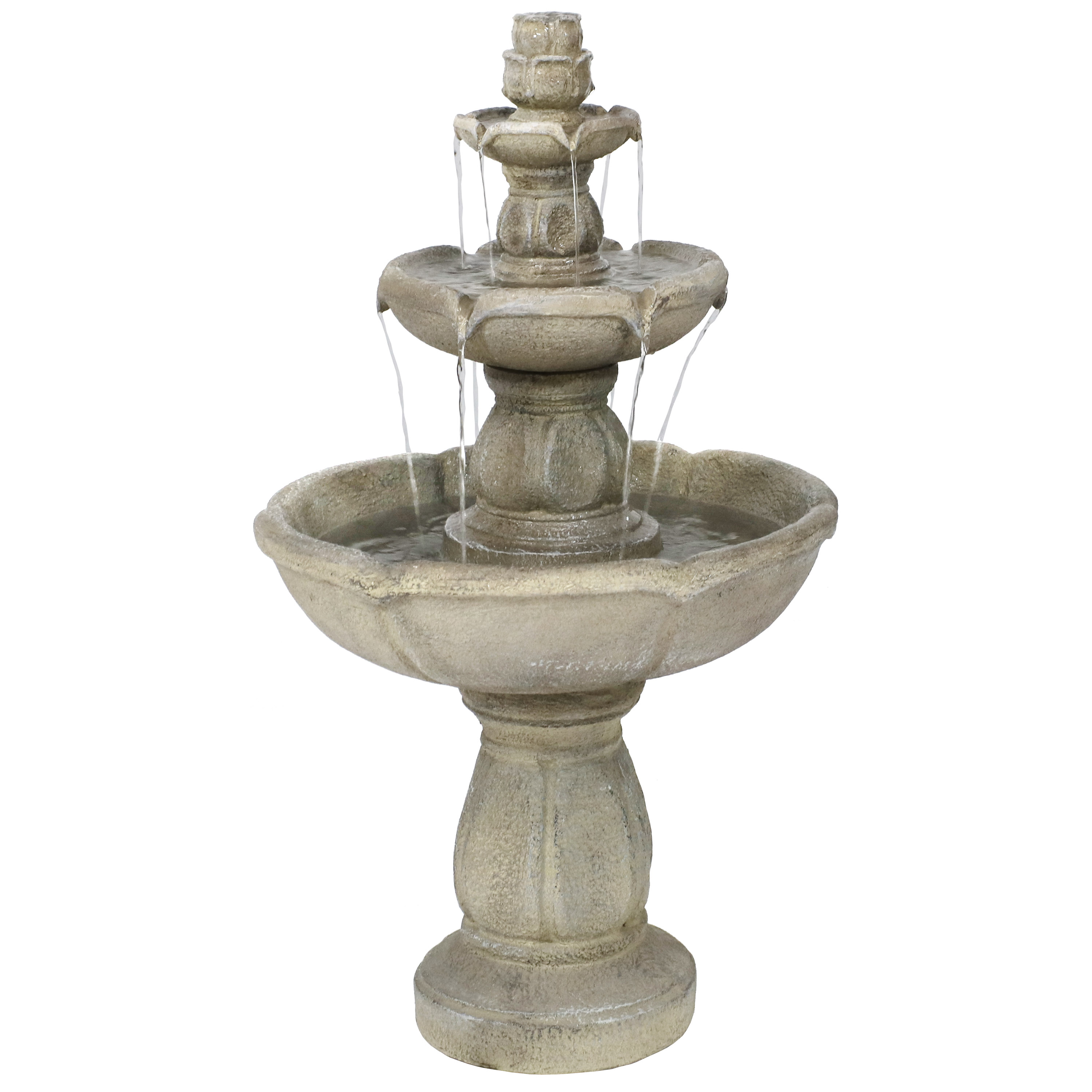 Sunnydaze 3-Tier Birds' Delight Outdoor Water Fountain - 35-Inch