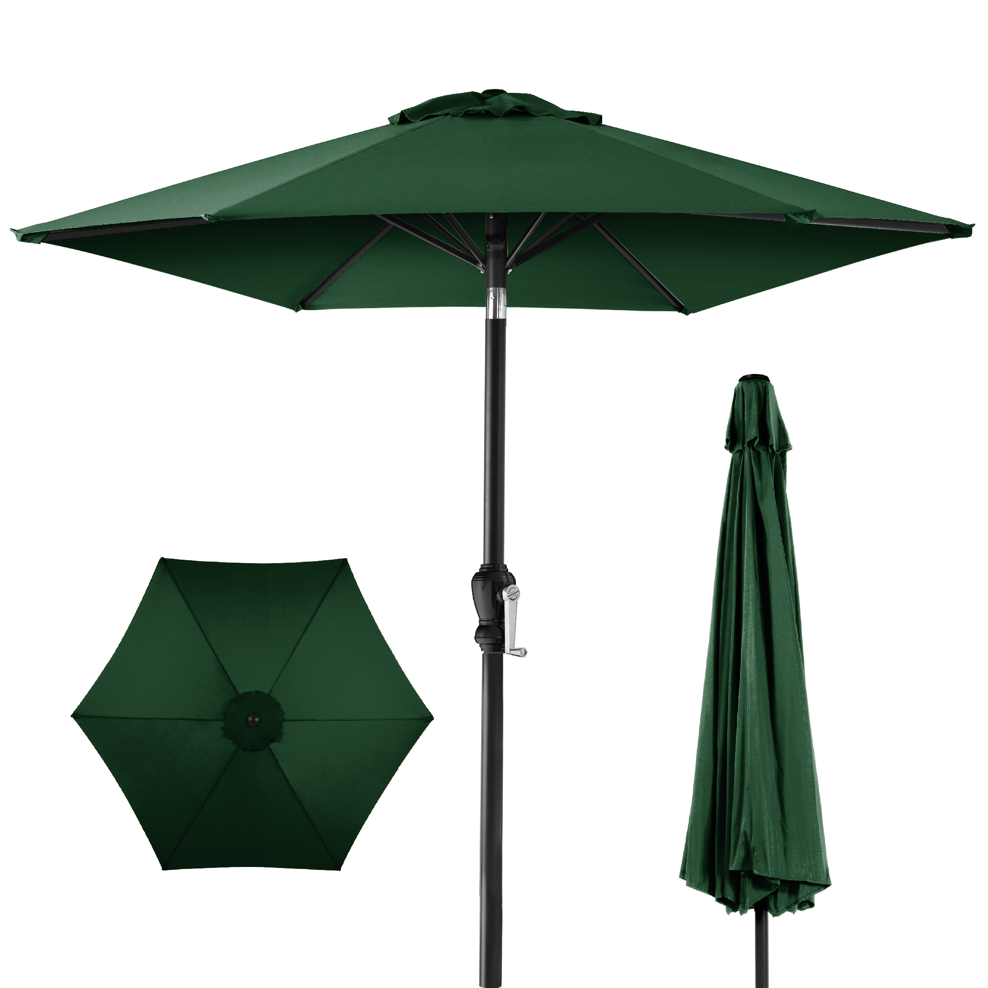7.5ft Heavy-Duty Outdoor Market Patio Umbrella w/ Push Button Tilt, Easy Crank Lift - Green | Best Choice Products Online