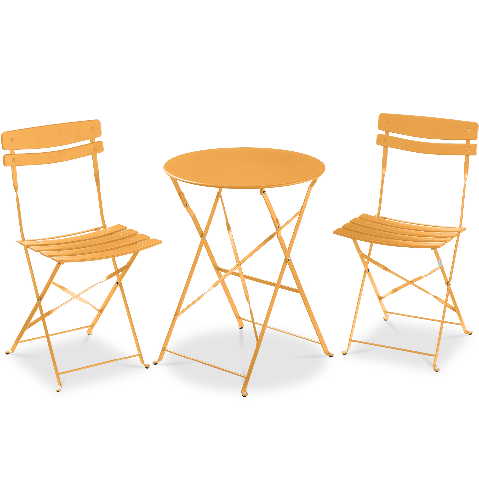 3-Piece Bistro Set, Folding Patio Furniture w/ 2 Chairs & Table - Marigold - Best Choice Products Online