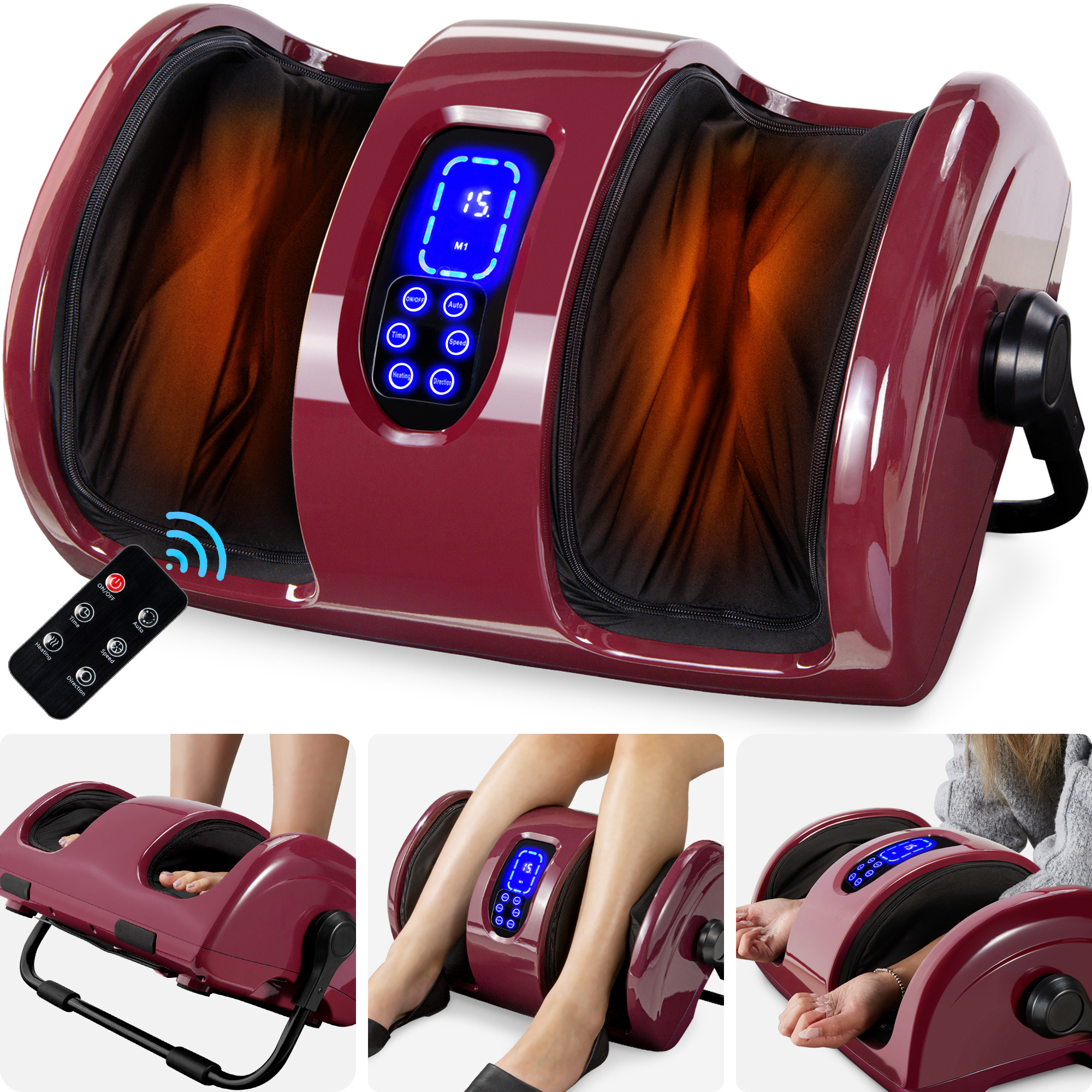Shiatsu Foot Massager Therapeutic Reflexology w/ High-Intensity Rollers, Electric - Burgundy - Best Choice Products Online