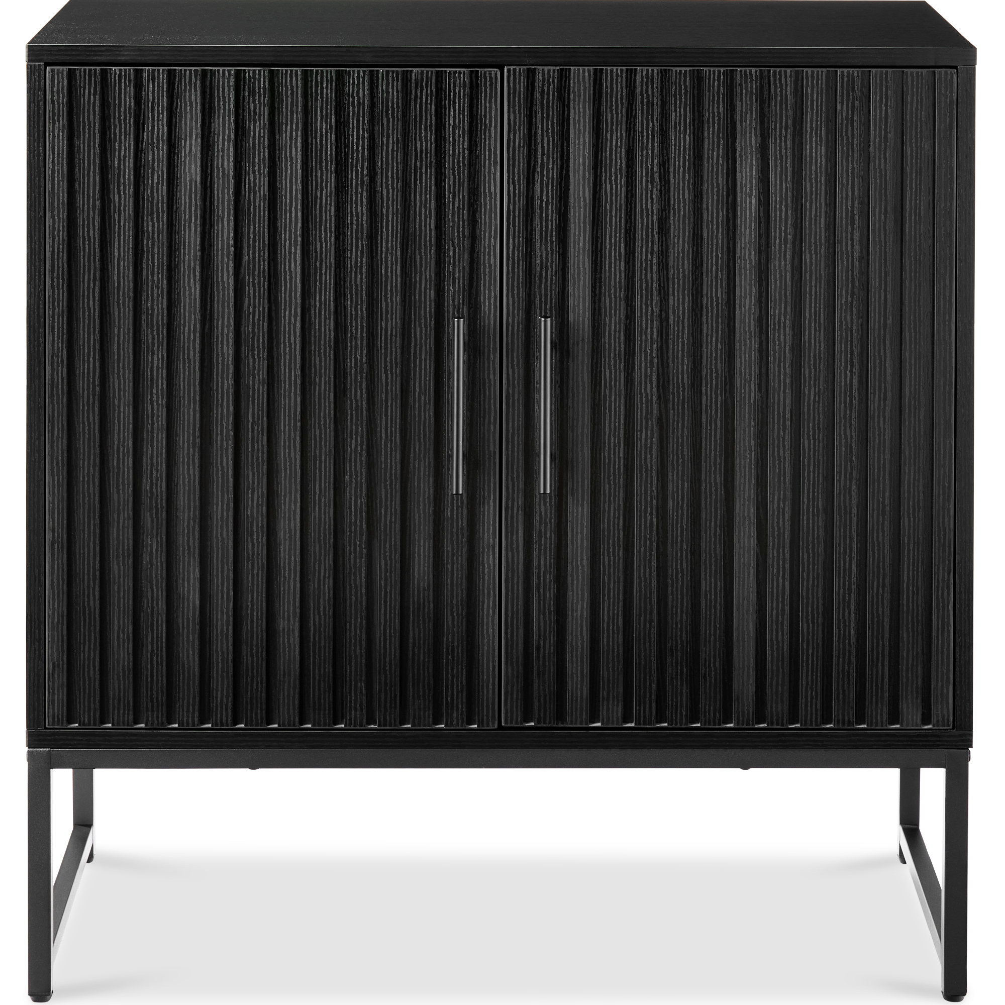 2-Door Slatted Storage Cabinet, Accent Furniture w/ Non-Scratch Foot Pads - Black - Best Choice Products Online