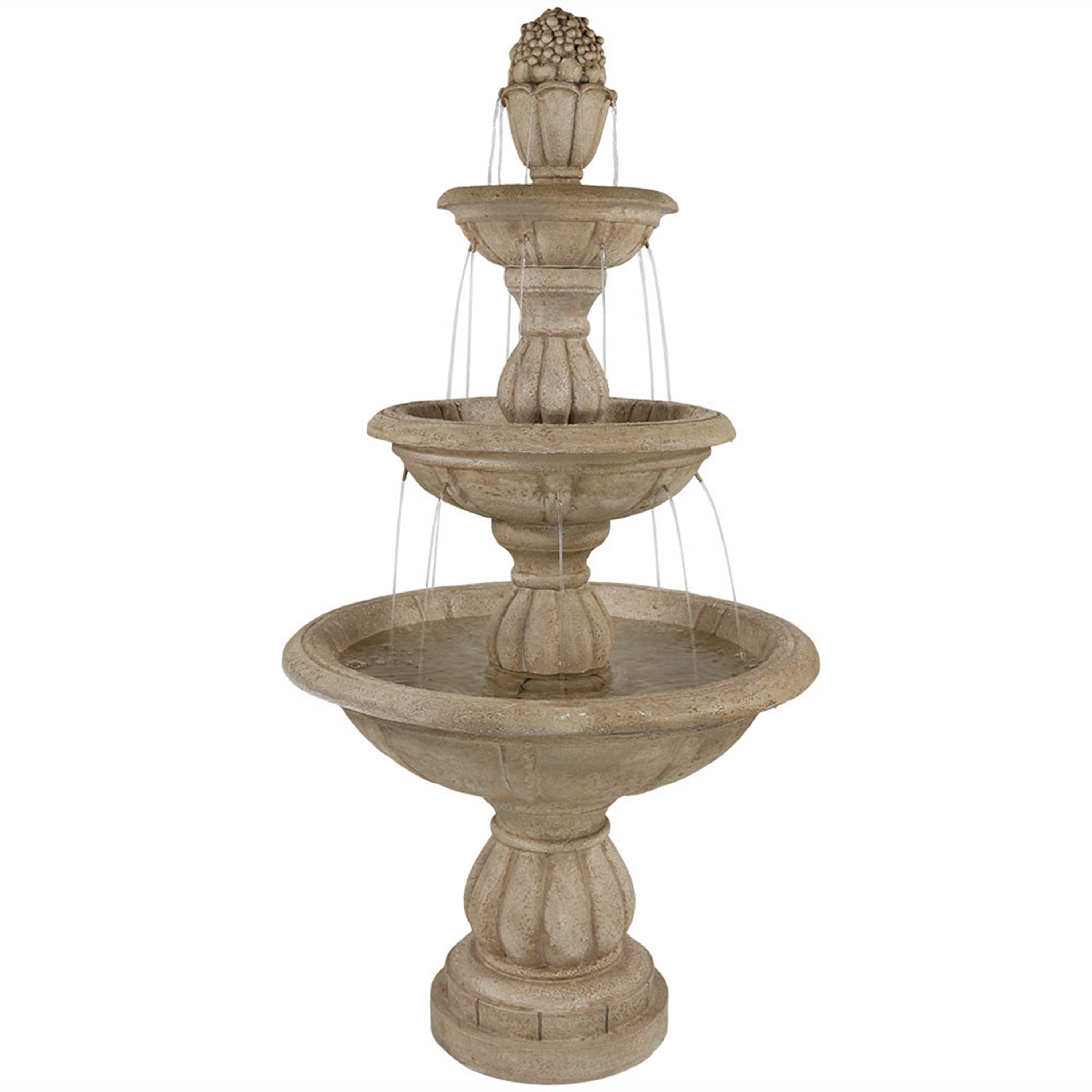 Sunnydaze 3-Tier Cornucopia Outdoor Water Fountain - 61-Inch