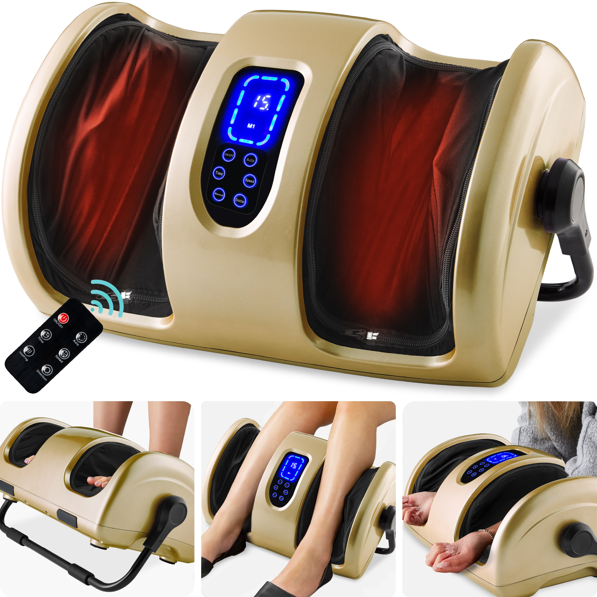 Shiatsu Foot Massager Therapeutic Reflexology w/ High-Intensity Rollers, Electric - Gold - Best Choice Products Online