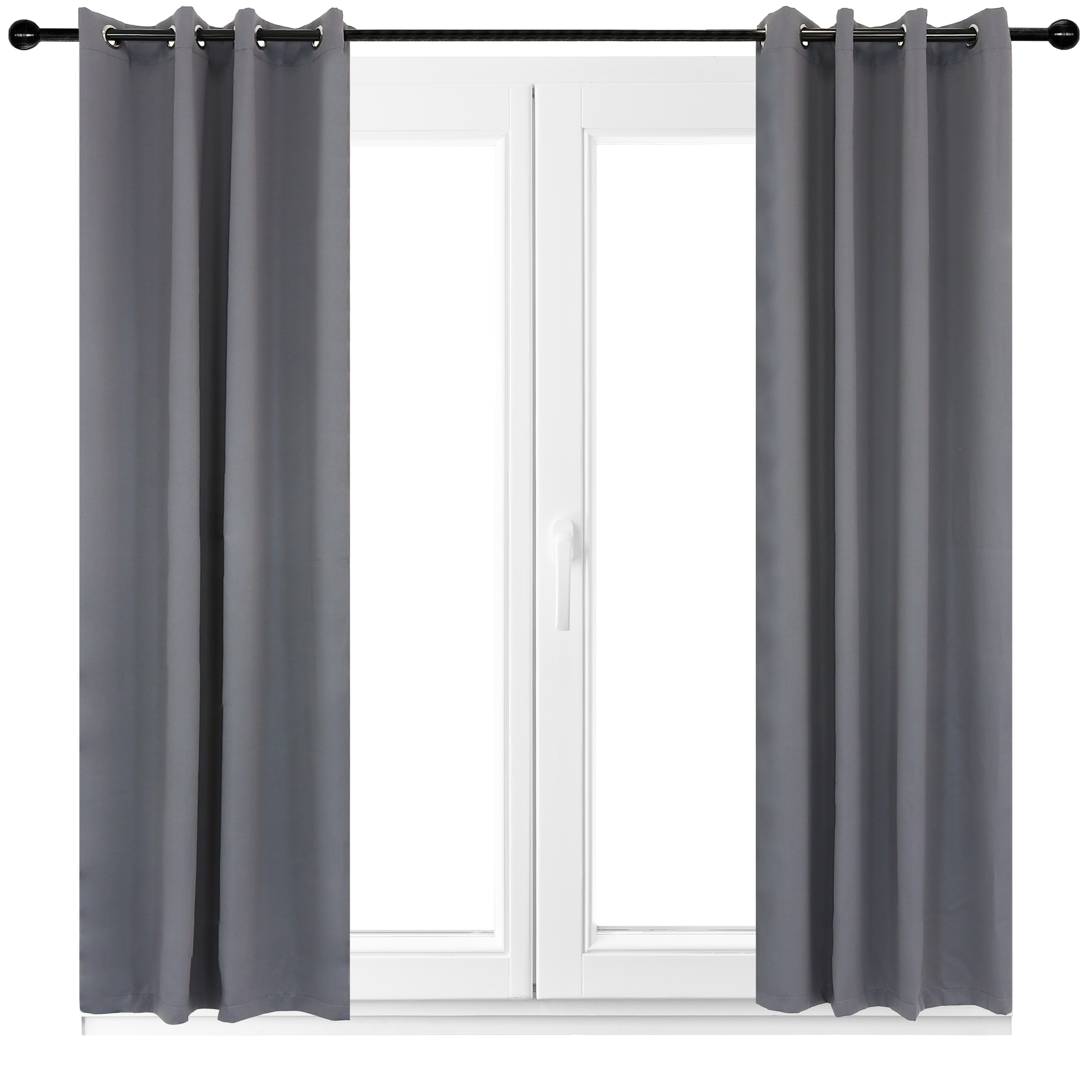 2 Indoor/Outdoor Blackout Curtain Panels with Grommet Top - 52 x 108 in (1.32 x 2.74 m)  - Gray