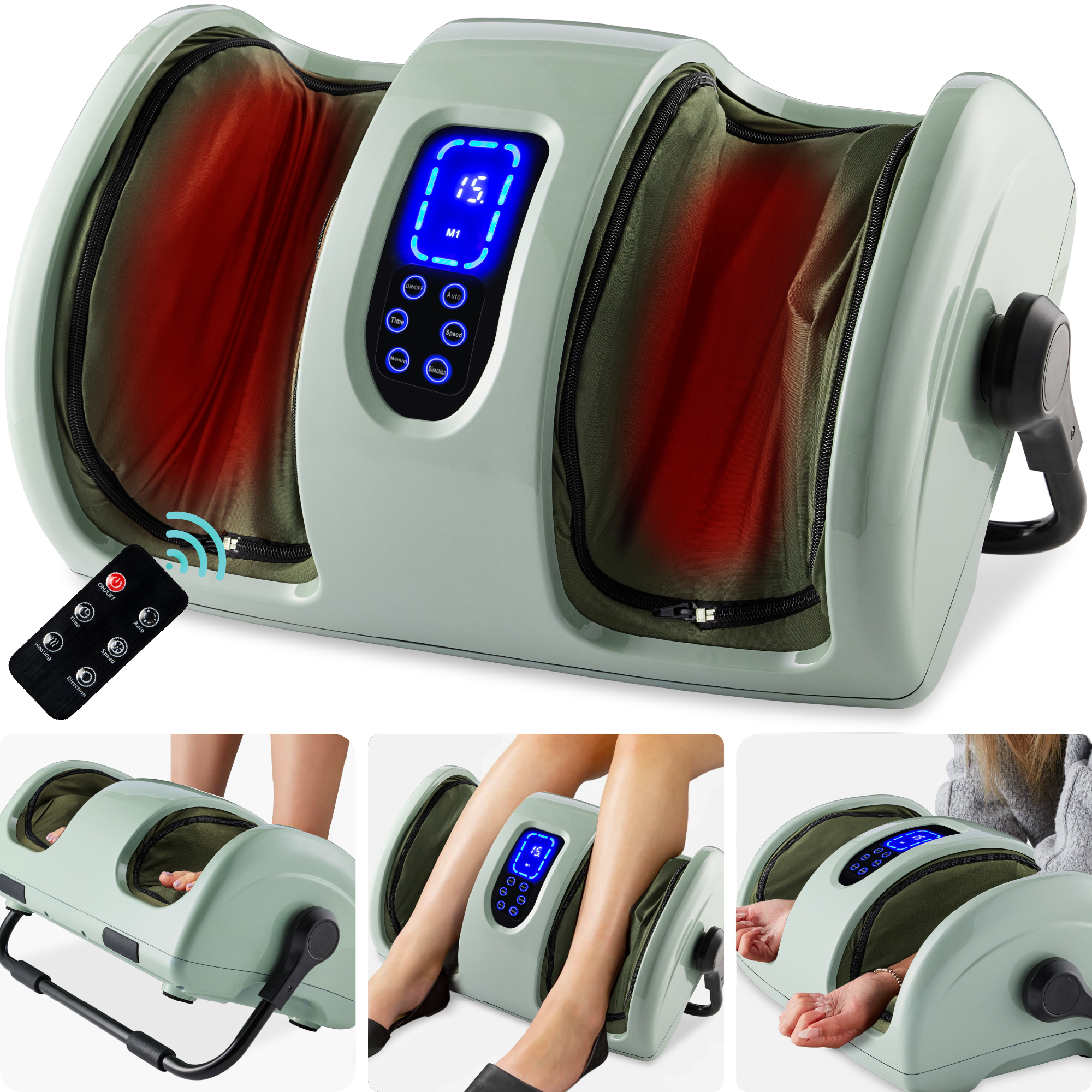 Shiatsu Foot Massager Therapeutic Reflexology w/ High-Intensity Rollers, Electric - Sage Green - Best Choice Products Online