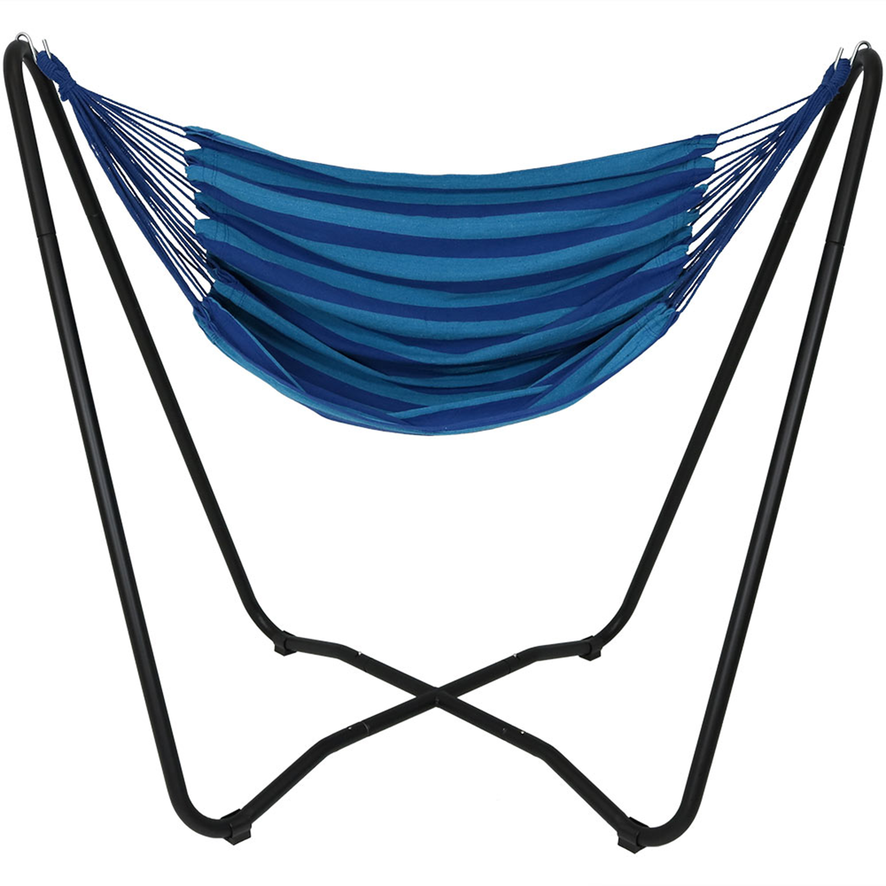 Sunnydaze 2-Point Hanging Hammock Chair Swing and  Space-Saving "A" Stand Set, for Outdoor Use, Beach Oasis