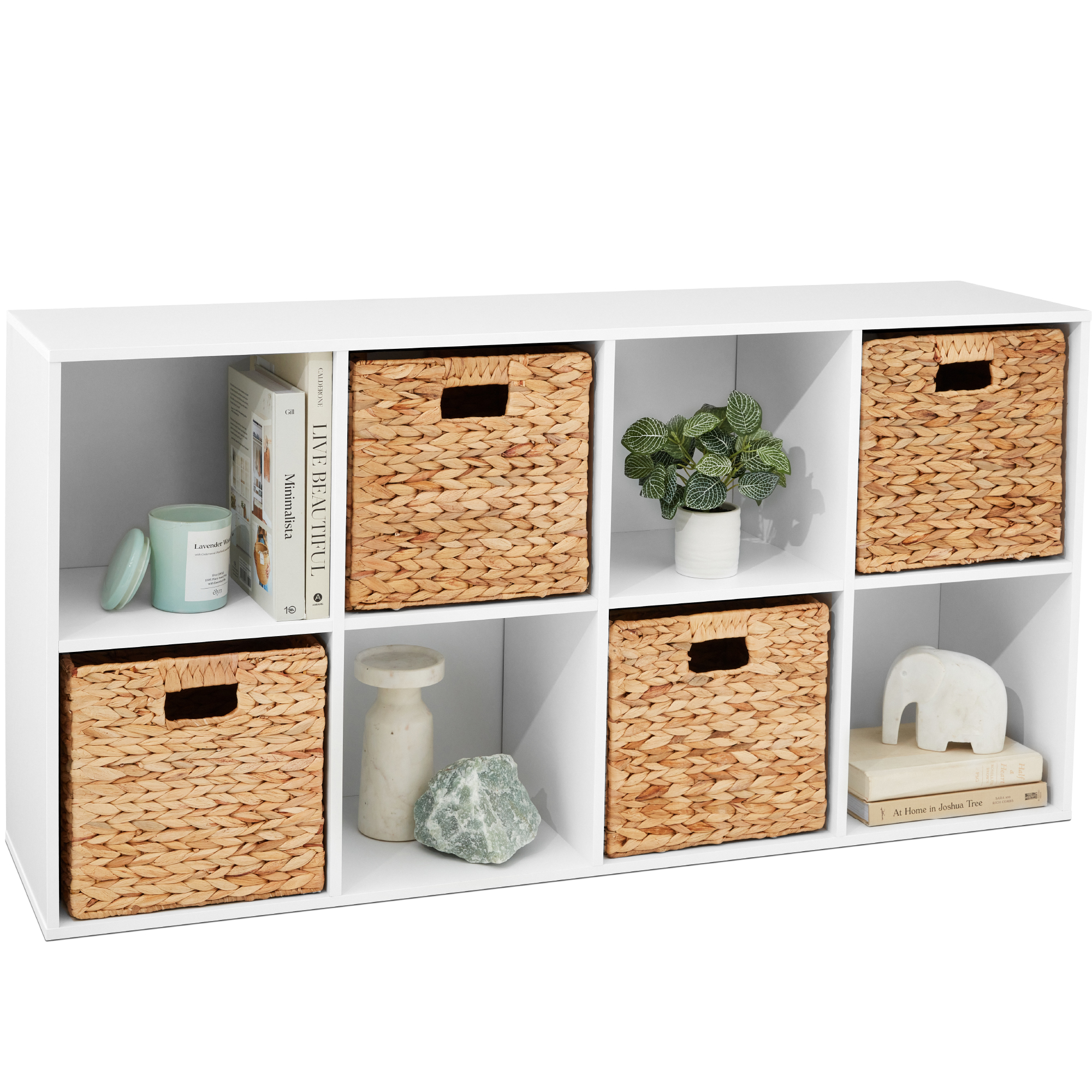 8-Cube Bookshelf, 13.5in Display Storage System, Organizer w/ Removable Back Panels - White - Best Choice Products Online