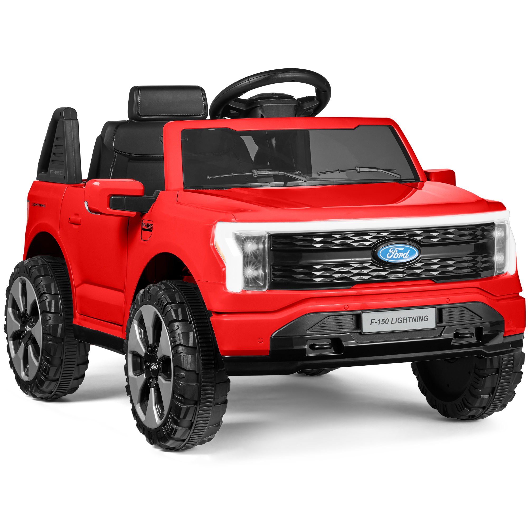 Kids 12V Ride On Car Officially Licensed Ford Lightning Truck w/ Remote, LED Lights - Red - Best Choice Products Online