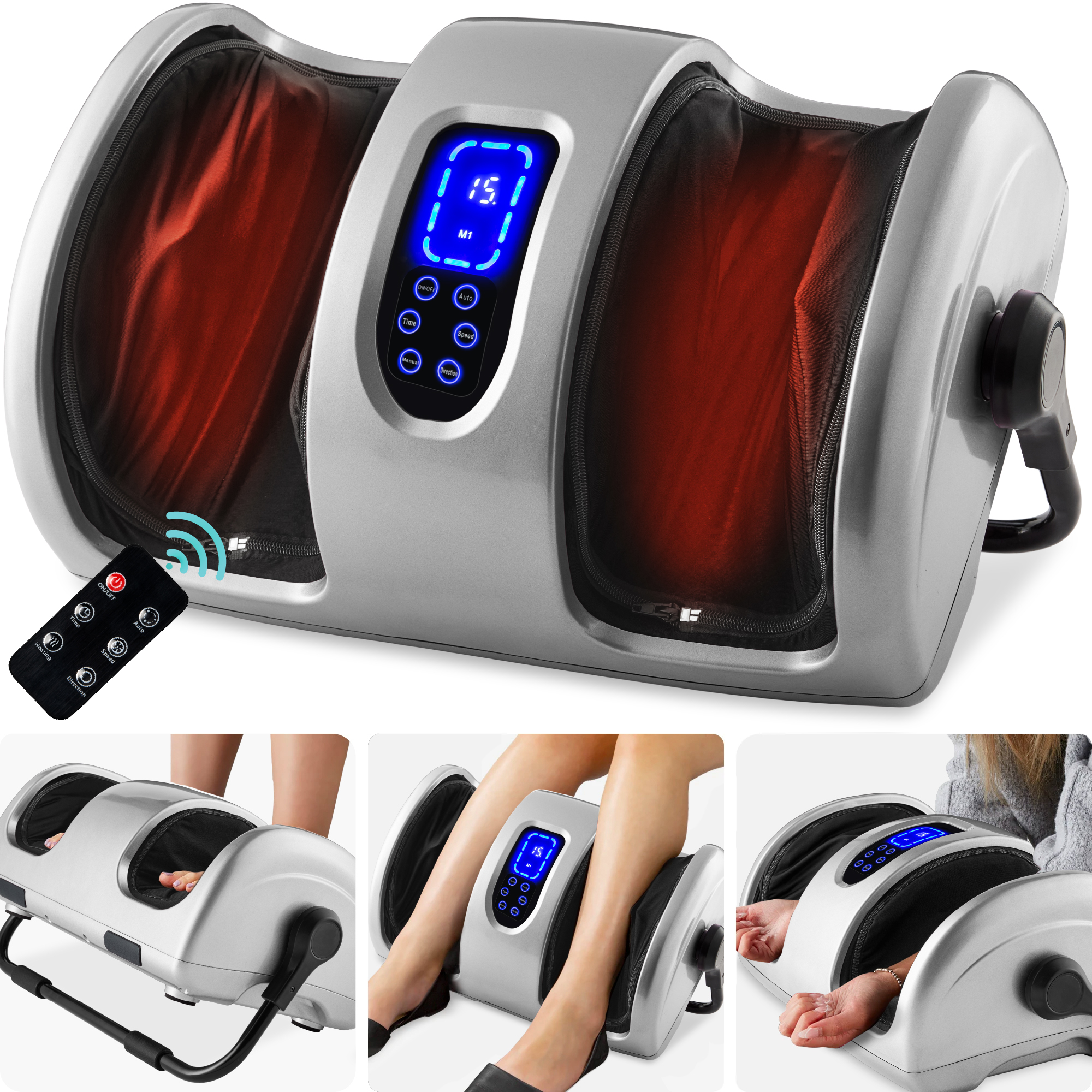 Shiatsu Foot Massager Therapeutic Reflexology w/ High-Intensity Rollers, Electric - Silver - Best Choice Products Online
