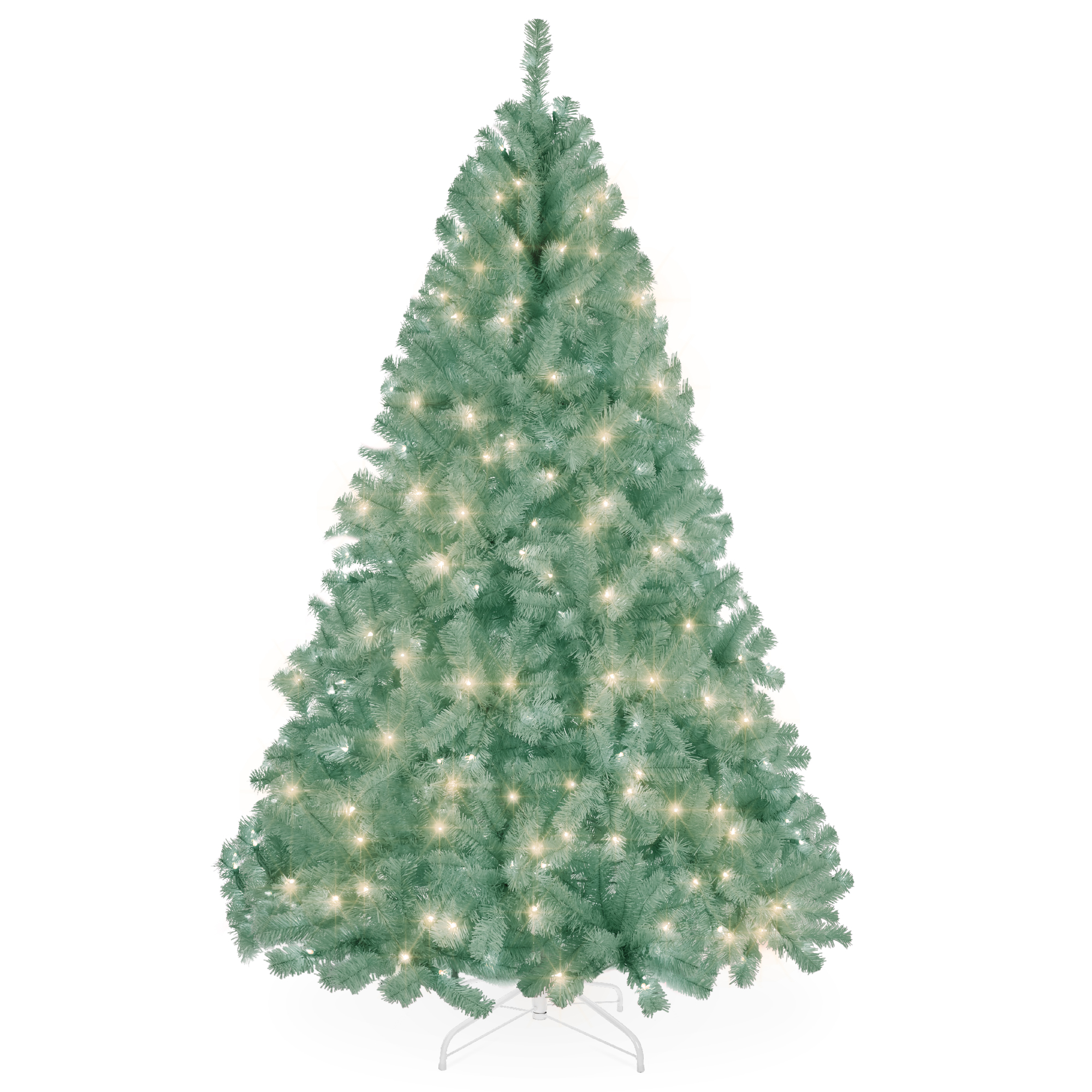 7.5ft Pre-Lit Sage Green Christmas Tree, Artificial Holiday Decoration w/ 550 Lights - Best Choice Products Online