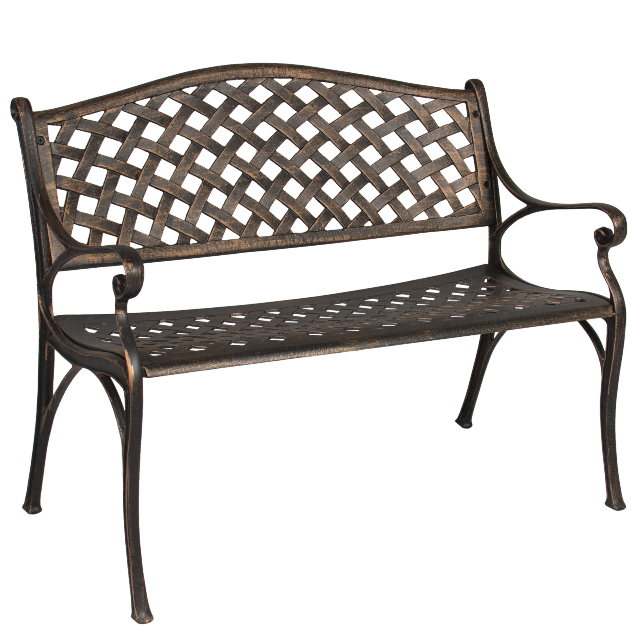Antique Outdoor Copper Cast Aluminum Patio Bench - Bronze