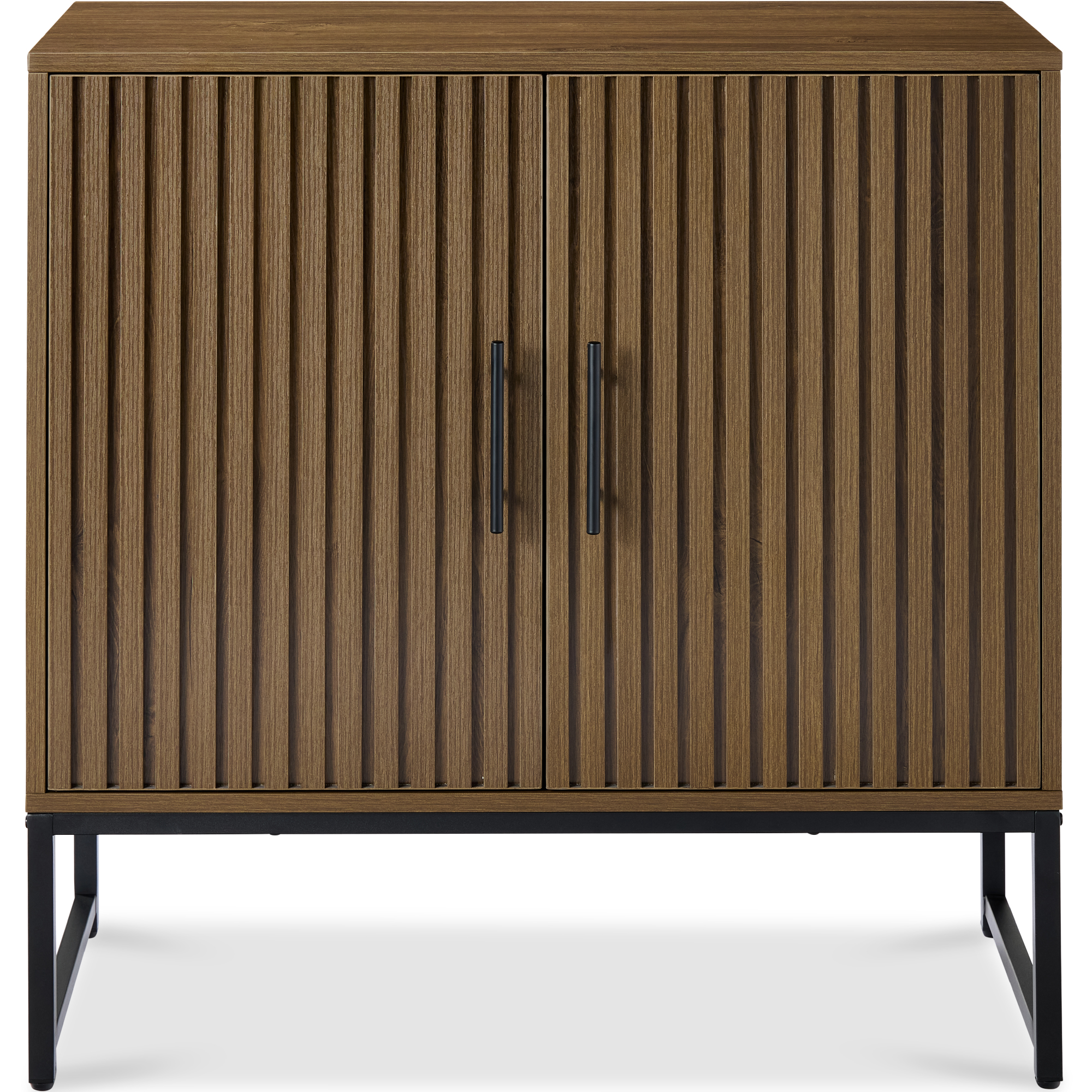 2-Door Slatted Storage Cabinet, Accent Furniture w/ Non-Scratch Foot Pads - Dark Brown - Best Choice Products Online