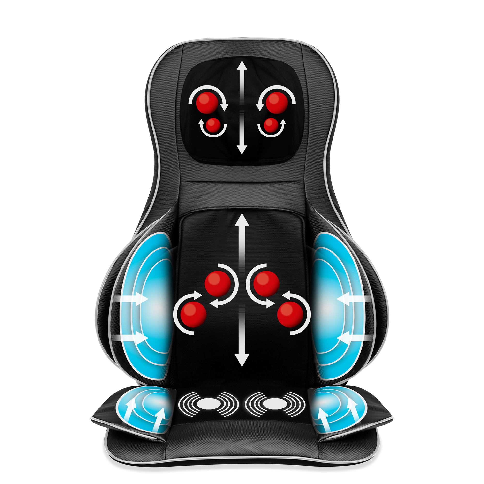 Air Compression Shiatsu Neck & Back Massager Seat Chair Pad Massage Cushion, 2D/3D Kneading w/ Heat