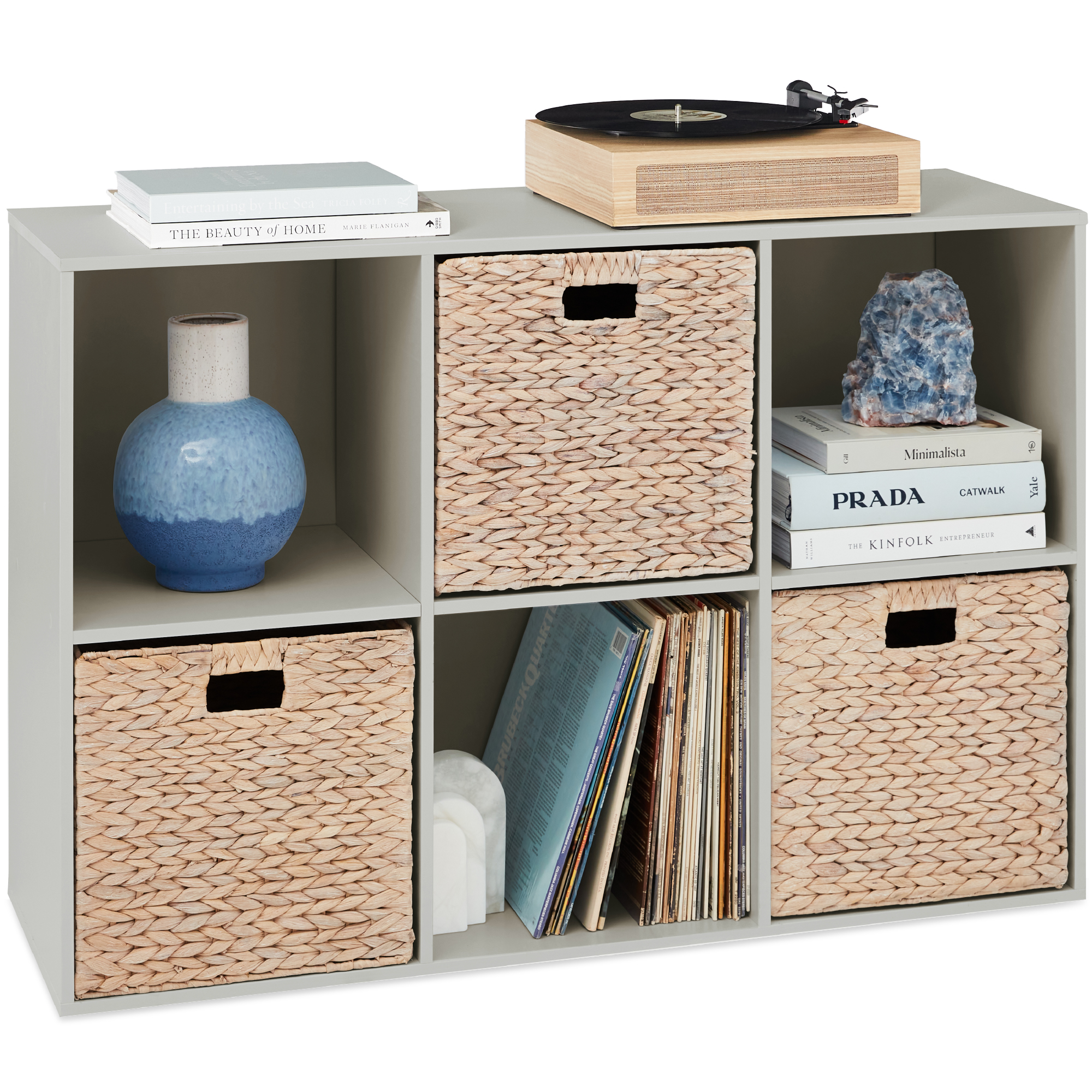 6-Cube Bookshelf, 13.5in Display Storage System, Organizer w/ Removable Back Panels - Gray - Best Choice Products Online