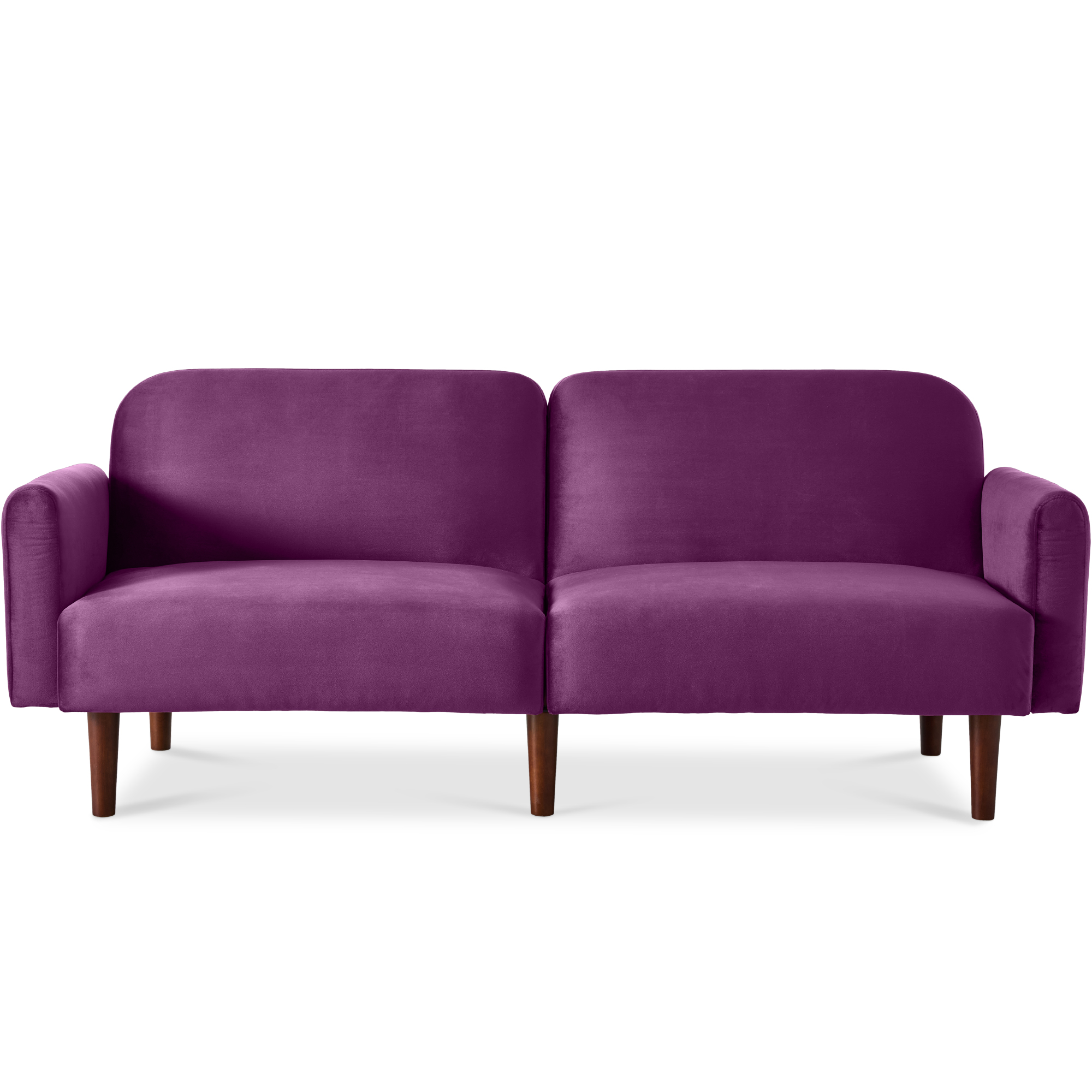 Curved Convertible Futon, Velvet Fabric Split-Back Sleeper Bed - Plum - Best Choice Products Online