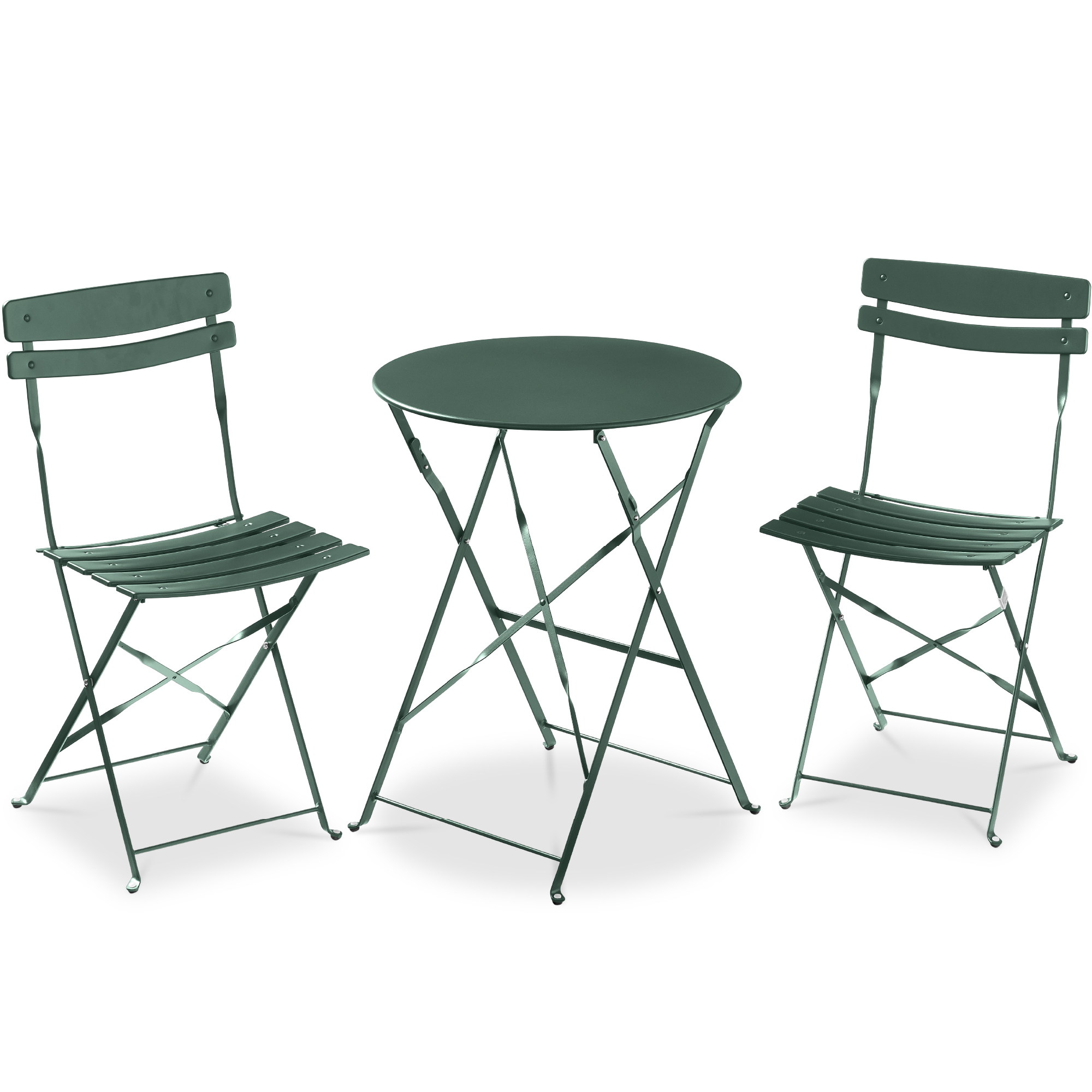 3-Piece Bistro Set, Folding Patio Furniture w/ 2 Chairs & Table - Dark Green - Best Choice Products Online