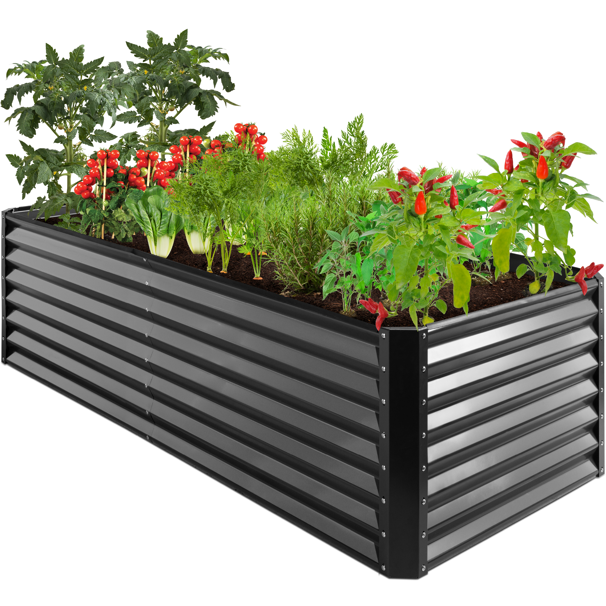 8x4x2ft Raised Metal Garden Bed Outdoor Planter Box For Vegetables, Flowers, Herbs, Succulents, 8x4x2ft - Charcoal - Best Choice Products Online