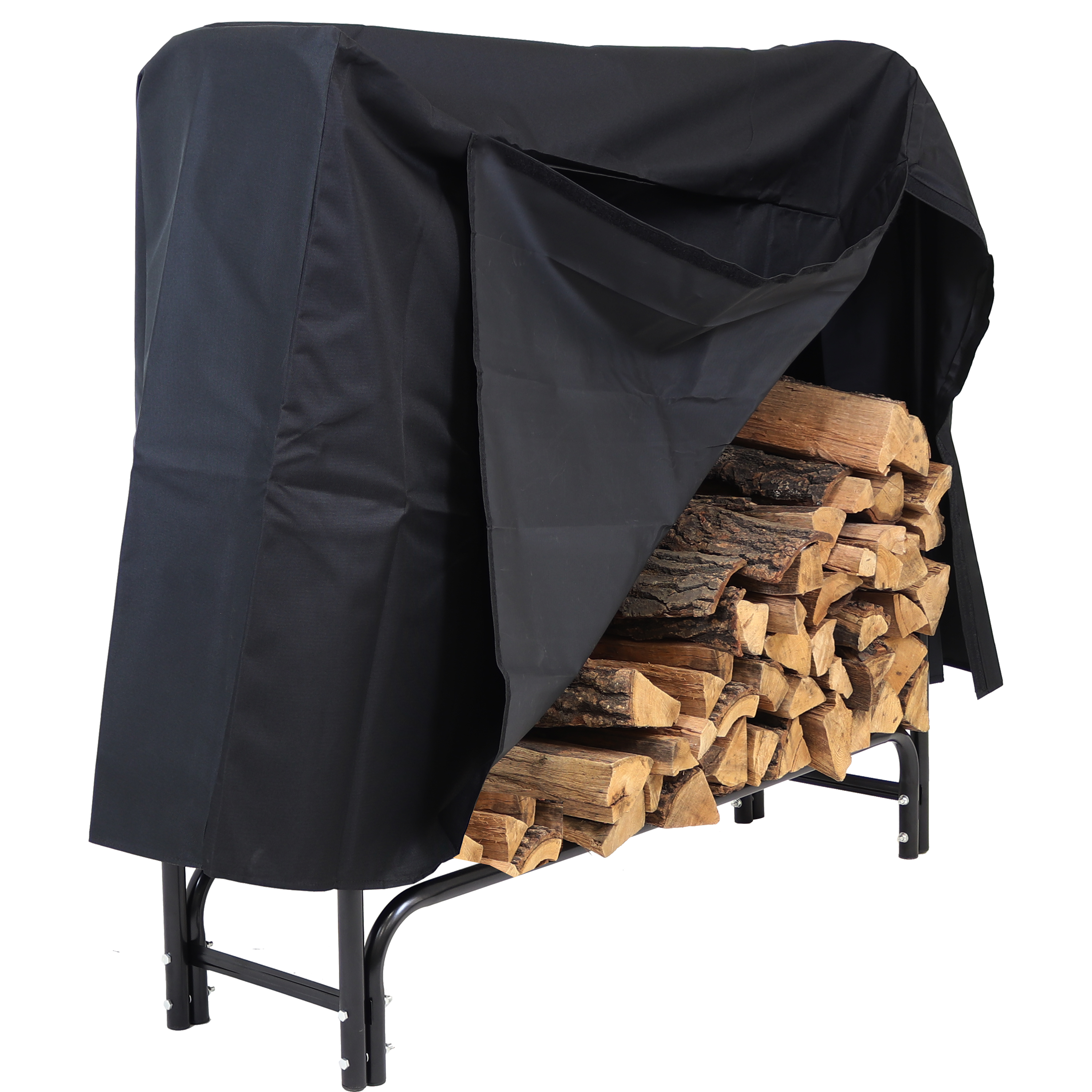 Sunnydaze 4-Foot Firewood Log Rack, Log Rack & Cover COMBO