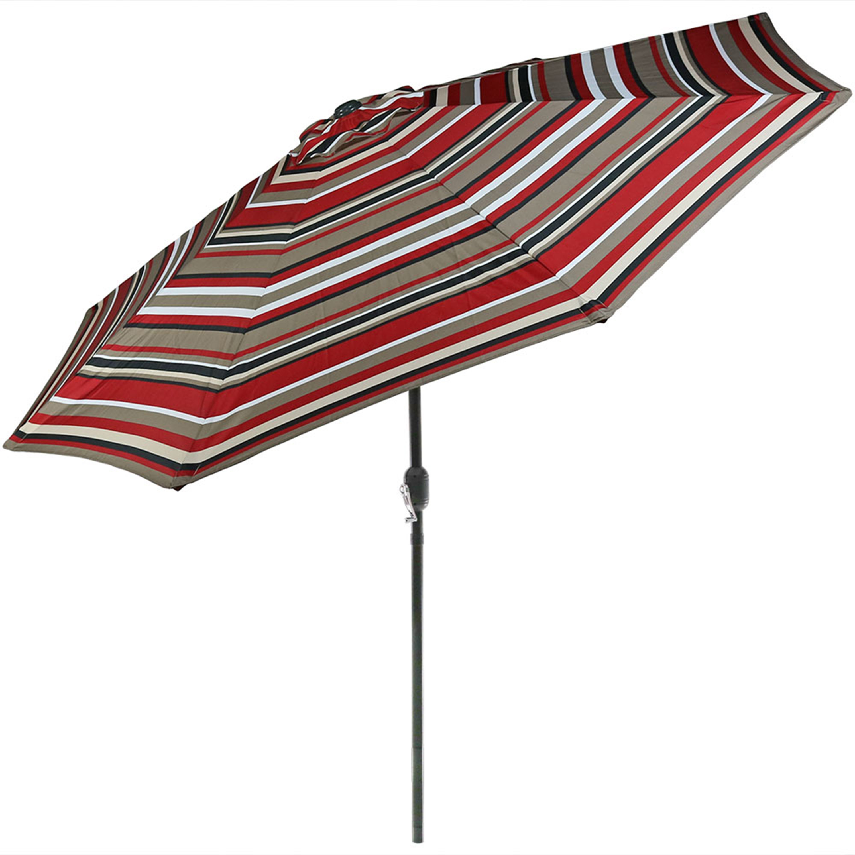 Sunnydaze Striped 9-Foot Aluminum Patio Umbrella with Push Button Tilt & Crank, Awning Stripe