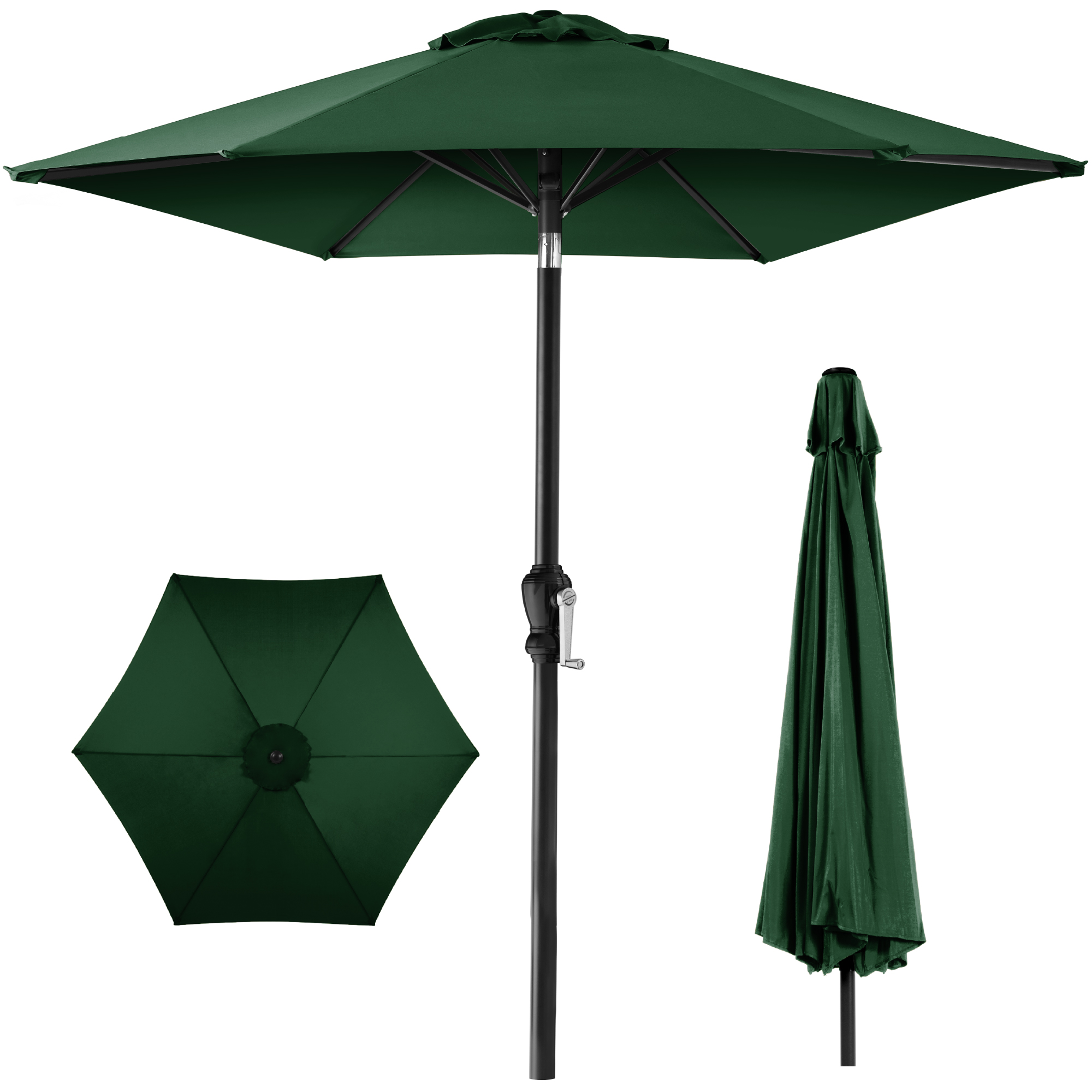10ft Outdoor Steel Market Patio Umbrella w/ Crank, Tilt Push Button, 6 Ribs - Green - Best Choice Products Online