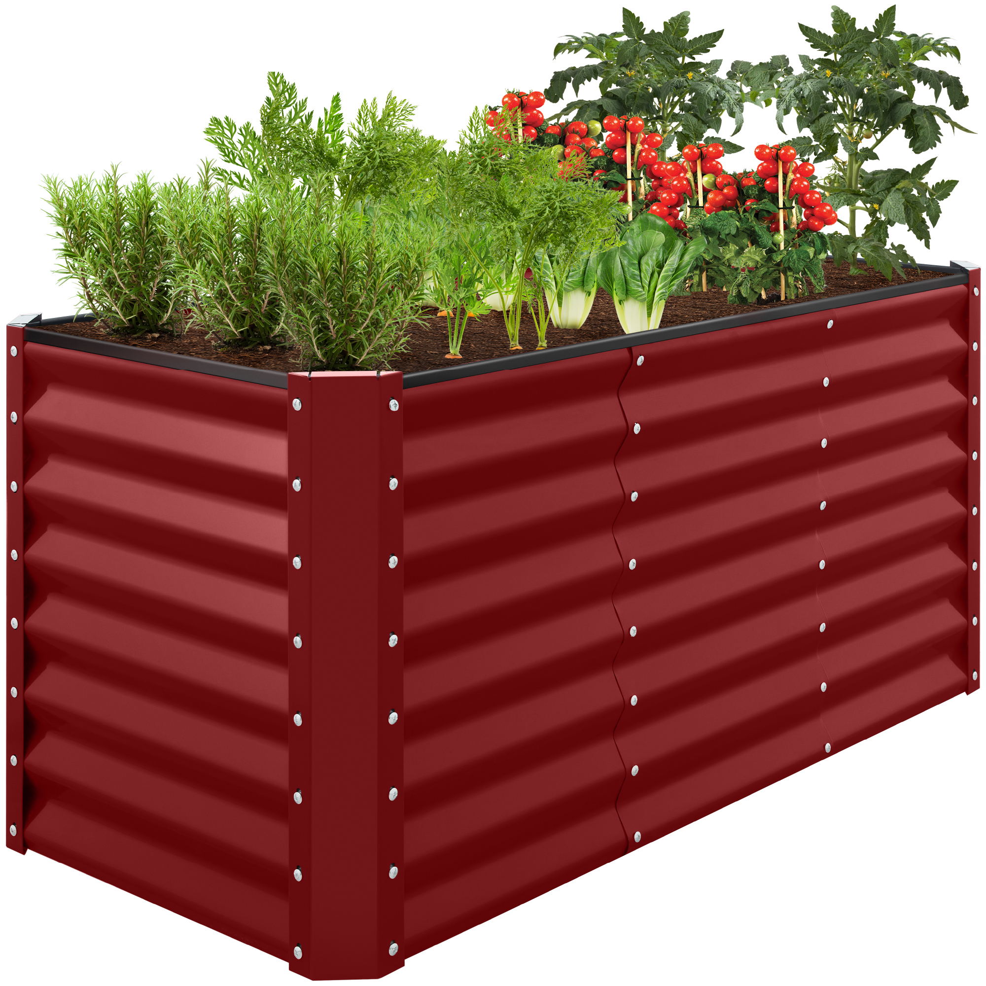 4x2x2ft Outdoor Metal Raised Garden Bed, Planter Box for Vegetables, Flowers, Herbs - Royal Red - Best Choice Products Online