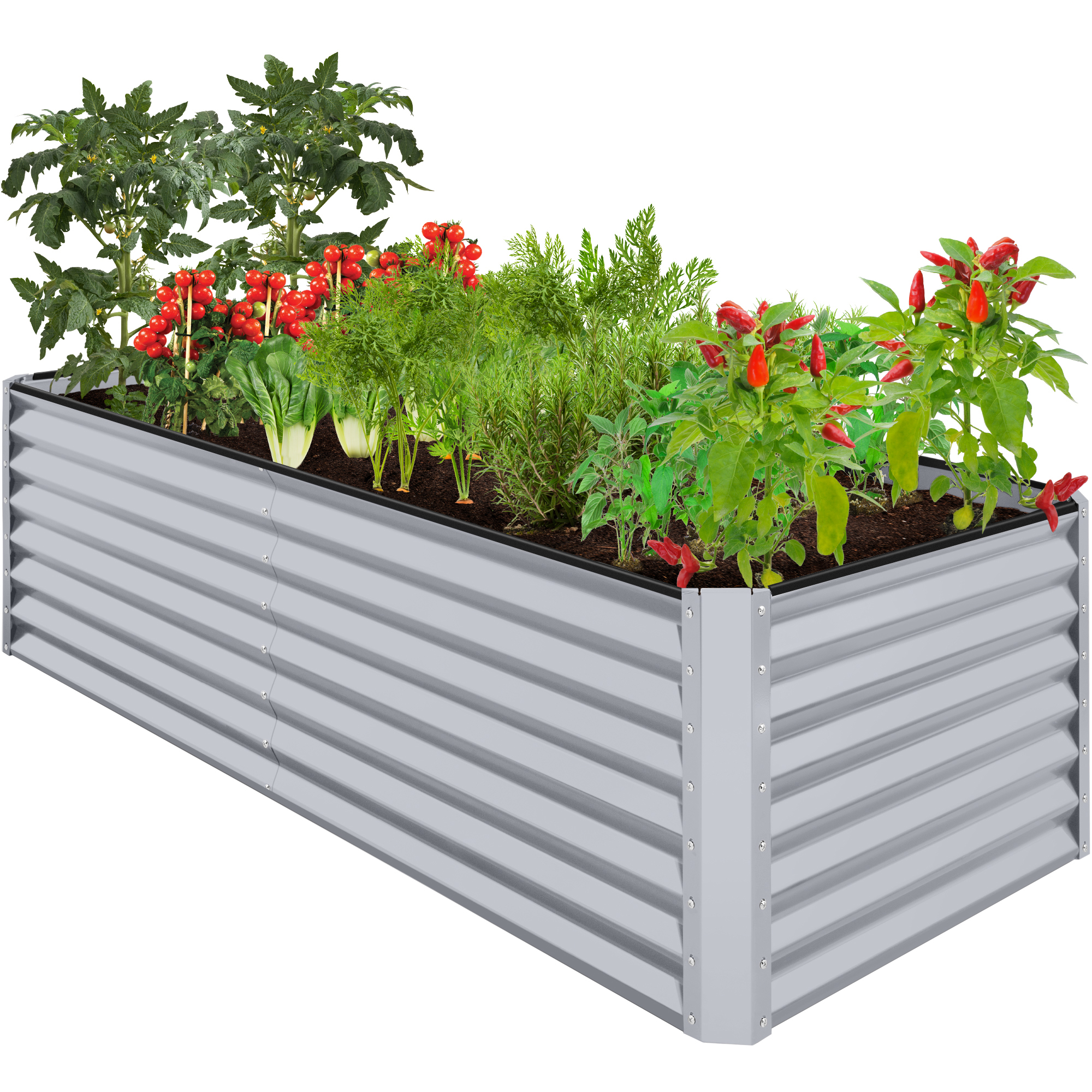 8x4x2ft Raised Metal Garden Bed Outdoor Planter Box For Vegetables, Flowers, Herbs, Succulents, 8x4x2ft - Wood Grain - Best Choice Products Online