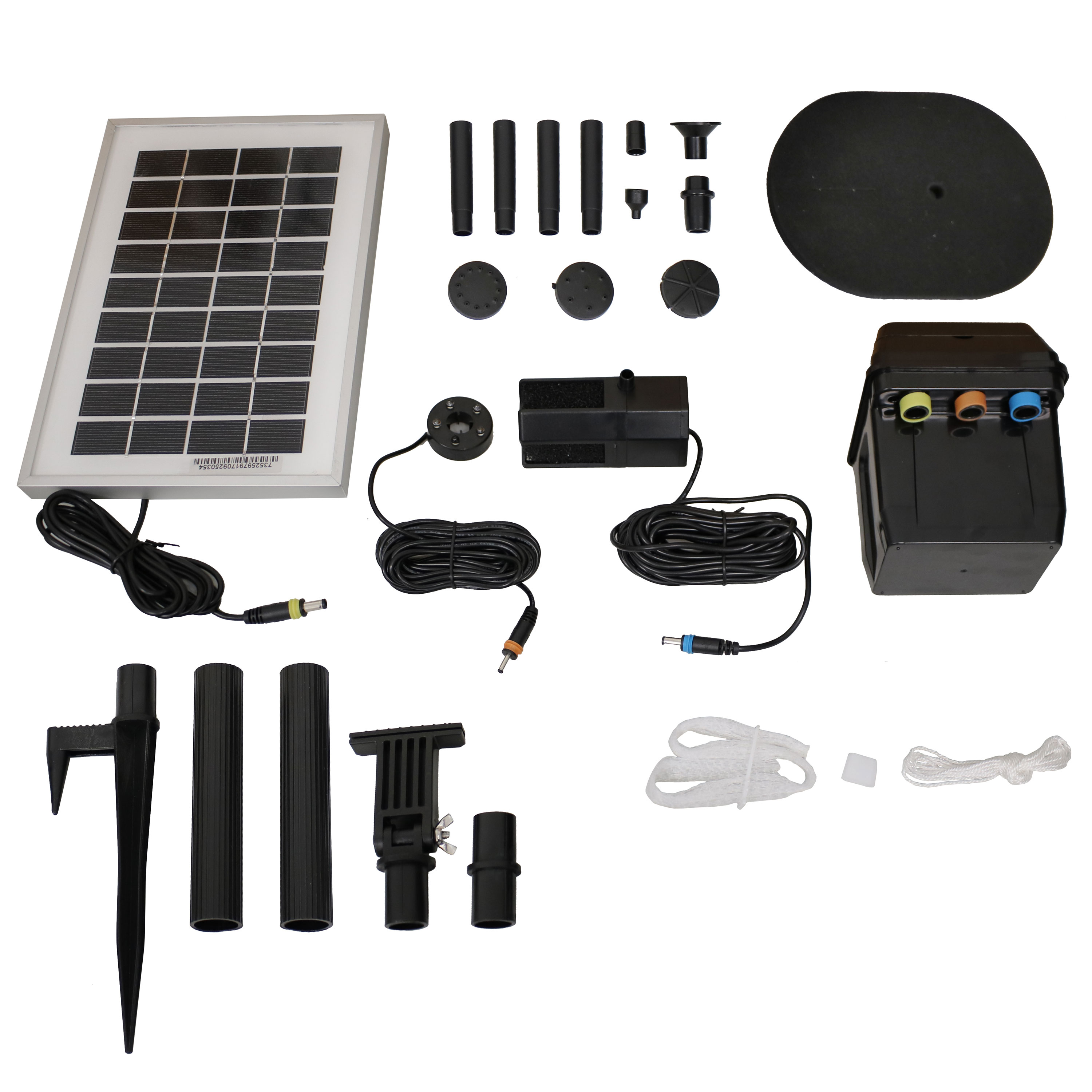 Sunnydaze Solar Pump and Solar Panel Kit With Battery Pack and LED Light, 79 GPH, 47-Inch Lift, No