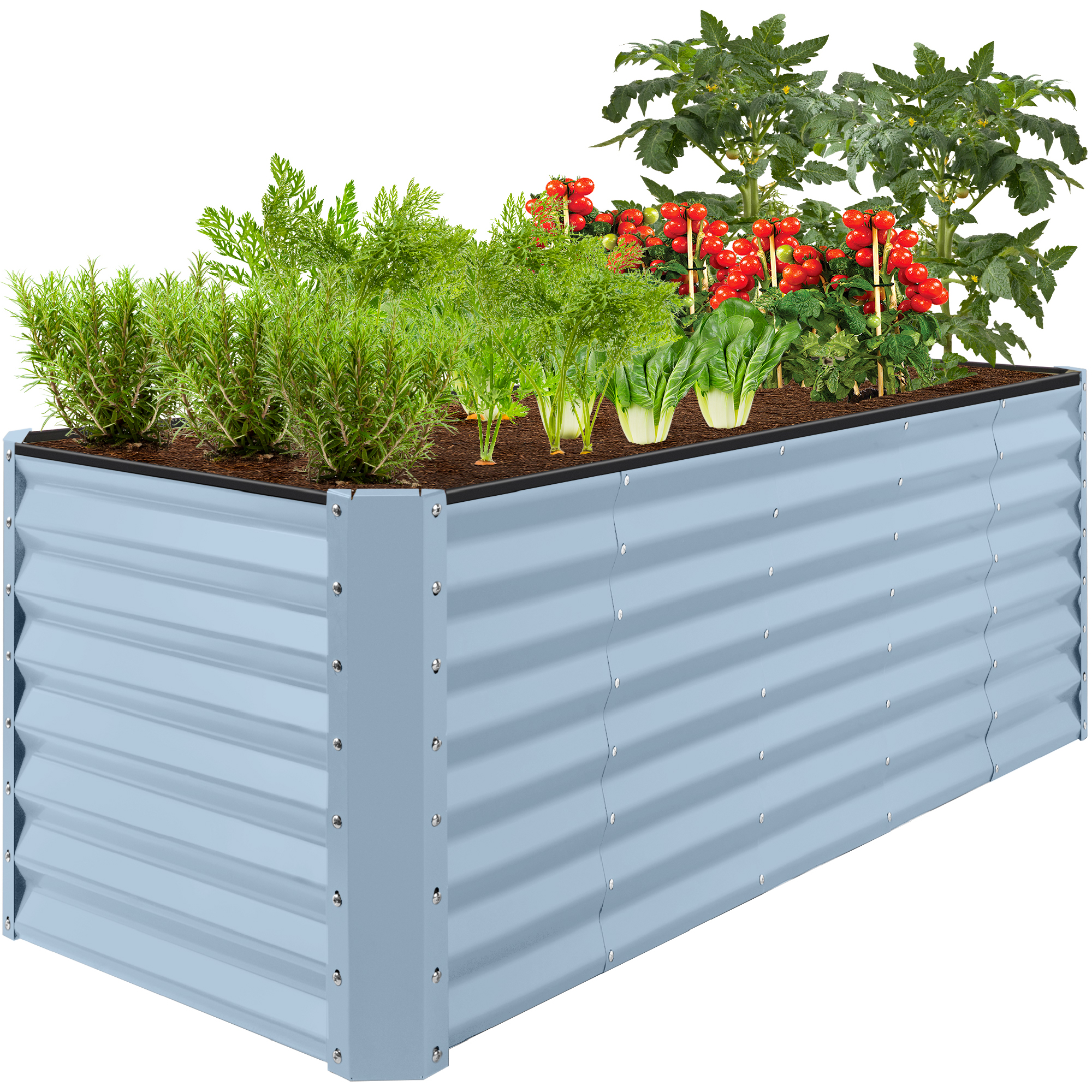 8x2x2ft Raised Metal Outdoor Garden Bed, Planter Box for Flowers, Vegetables, Herbs - Mist Blue - Best Choice Products Online