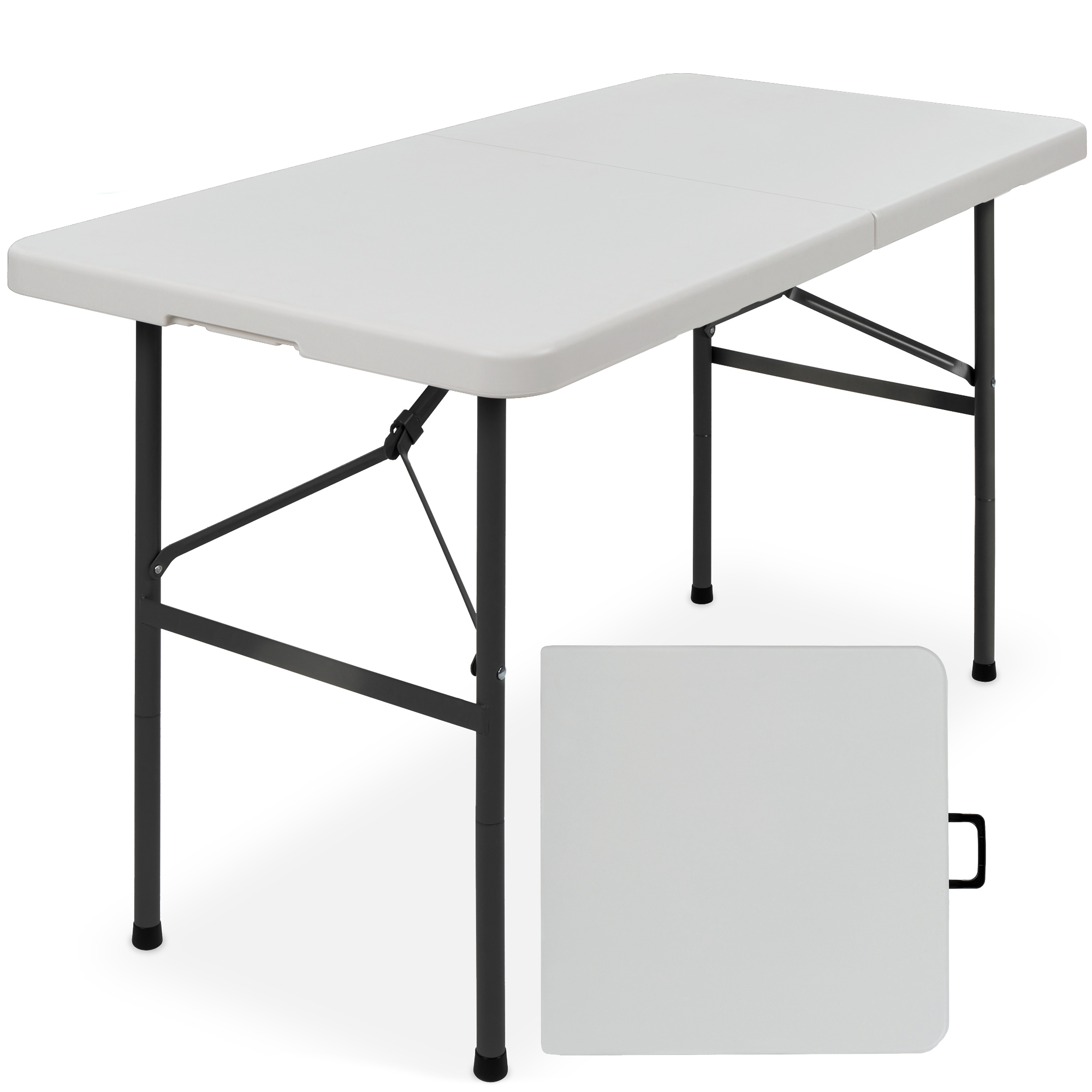 4ft Plastic Folding Table, Indoor Outdoor Heavy Duty Portable w/ Handle, Lock for Picnic - Light Gray - Best Choice Products Online