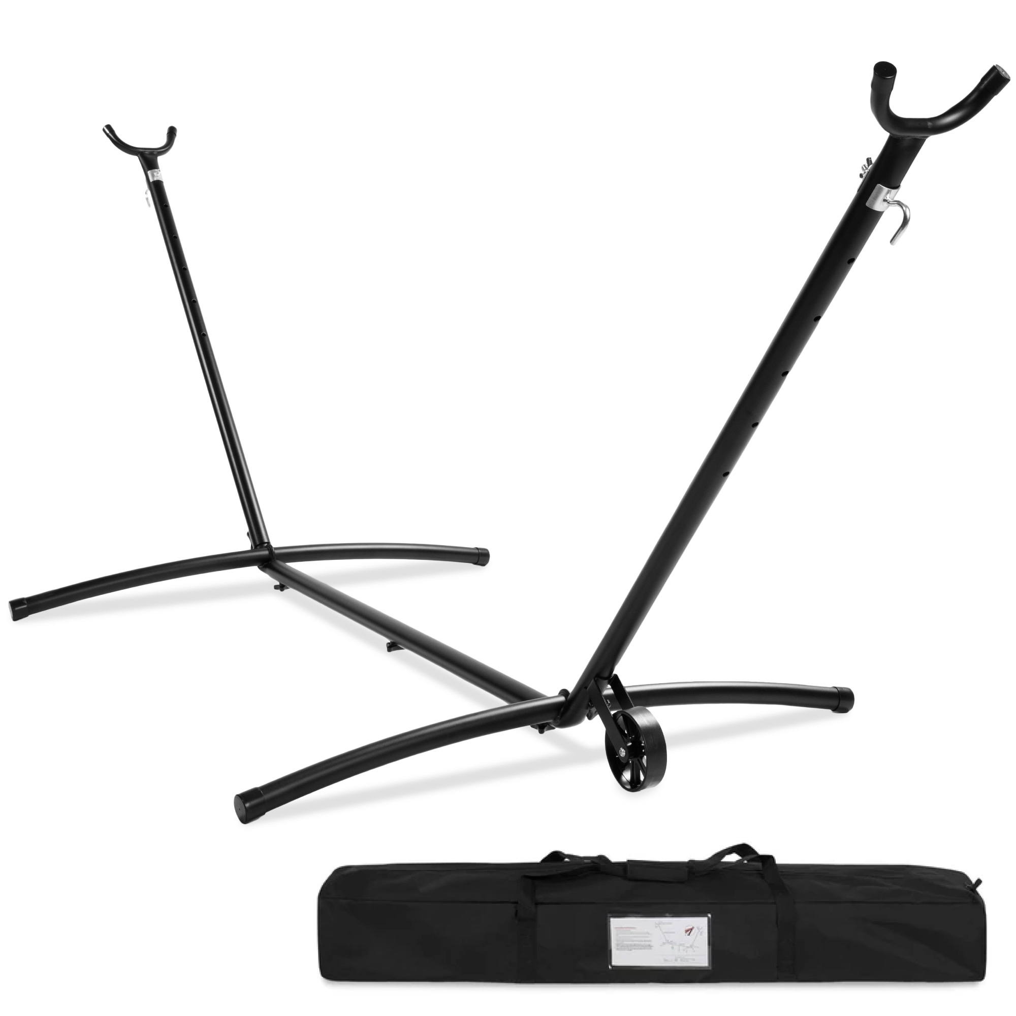 Heavy-Duty Steel Hammock Stand w/ Built-In Wheel, Case, Weather-Resistant Finish - 9ft - Best Choice Products Online