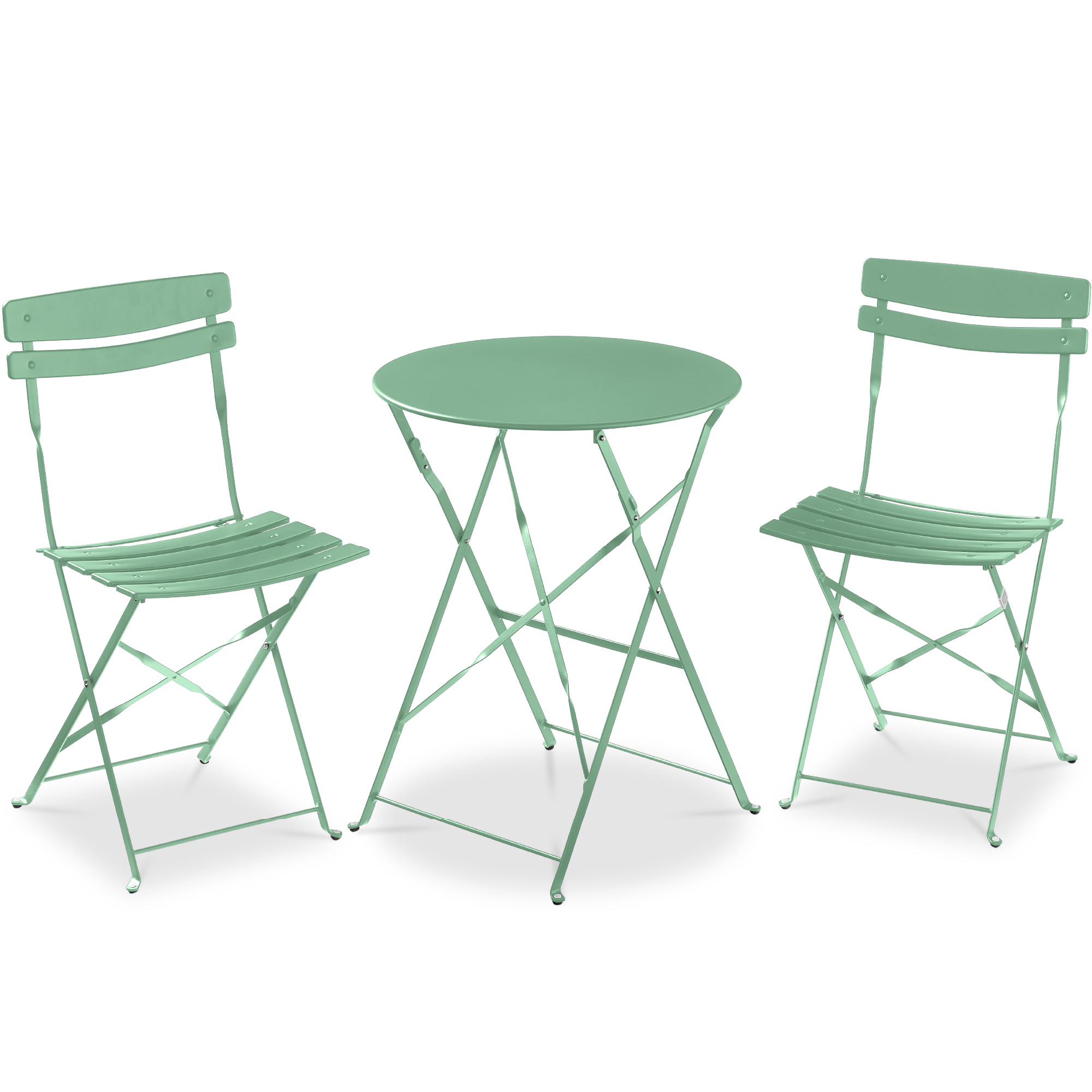 3-Piece Bistro Set, Folding Patio Furniture w/ 2 Chairs & Table - Sage - Best Choice Products Online