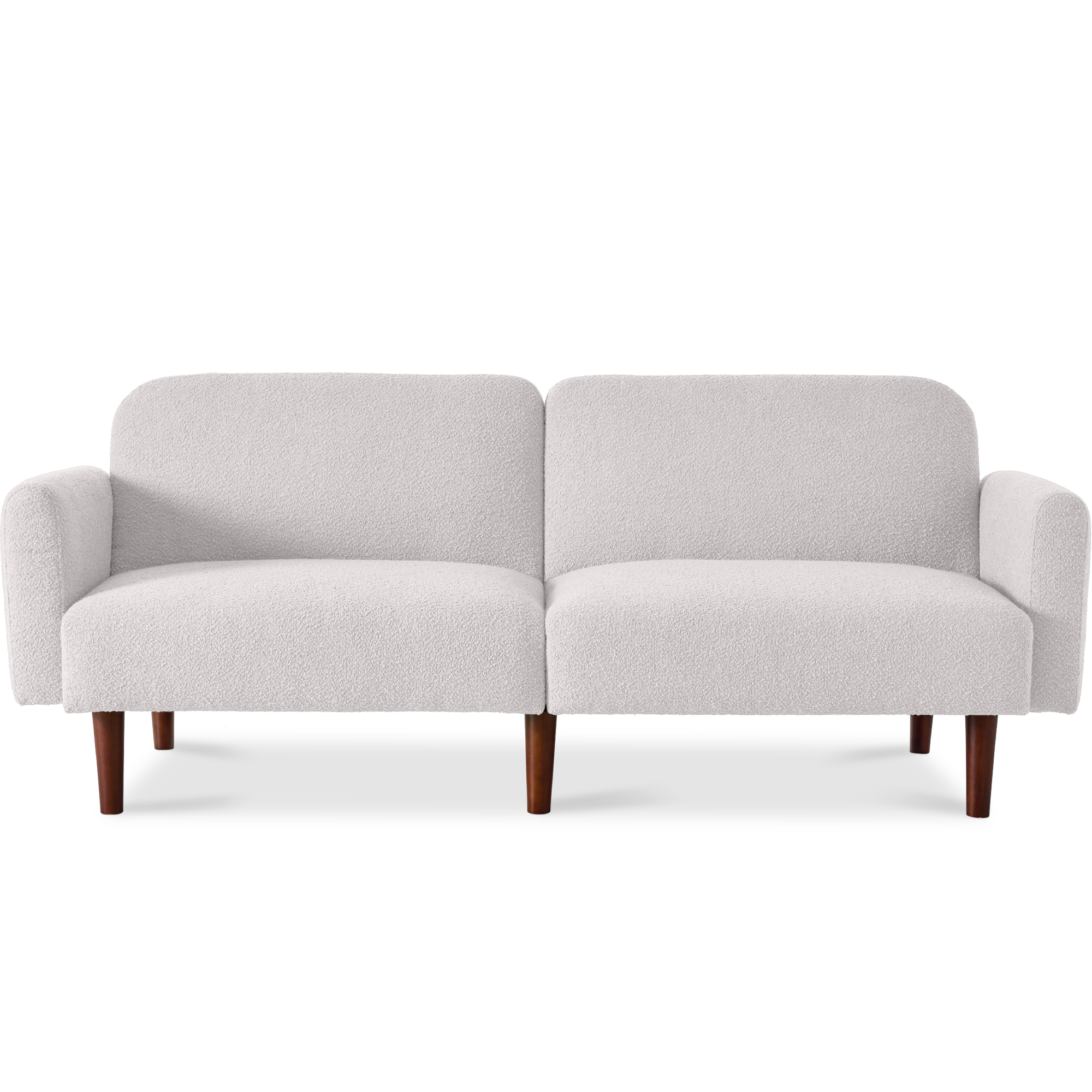 Curved Convertible Futon, Boucle Fabric Split-Back Sleeper Bed - Frost Gray - Best Choice Products Online