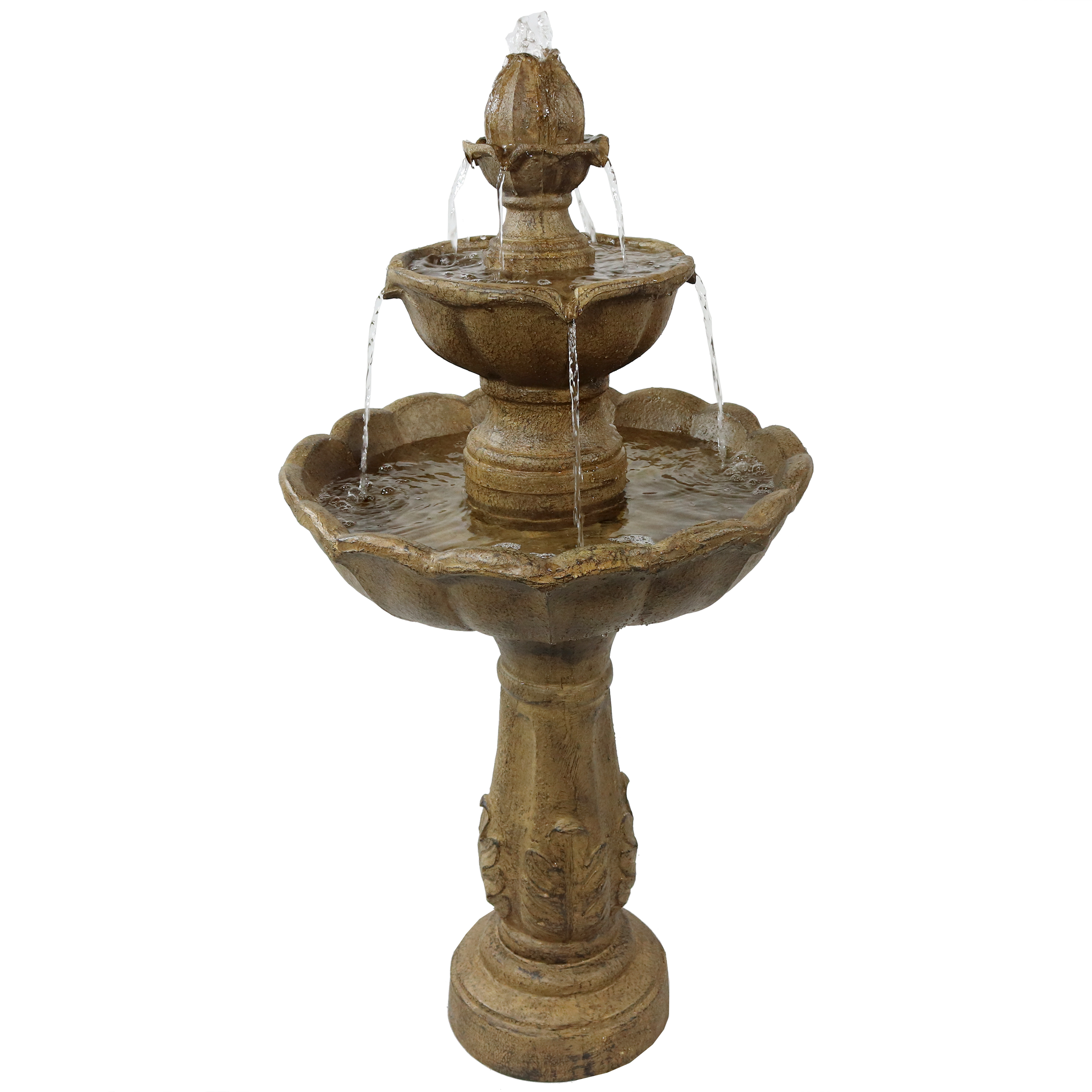 Sunnydaze 2-Tier Blooming Flower Water Fountain - 38-Inch