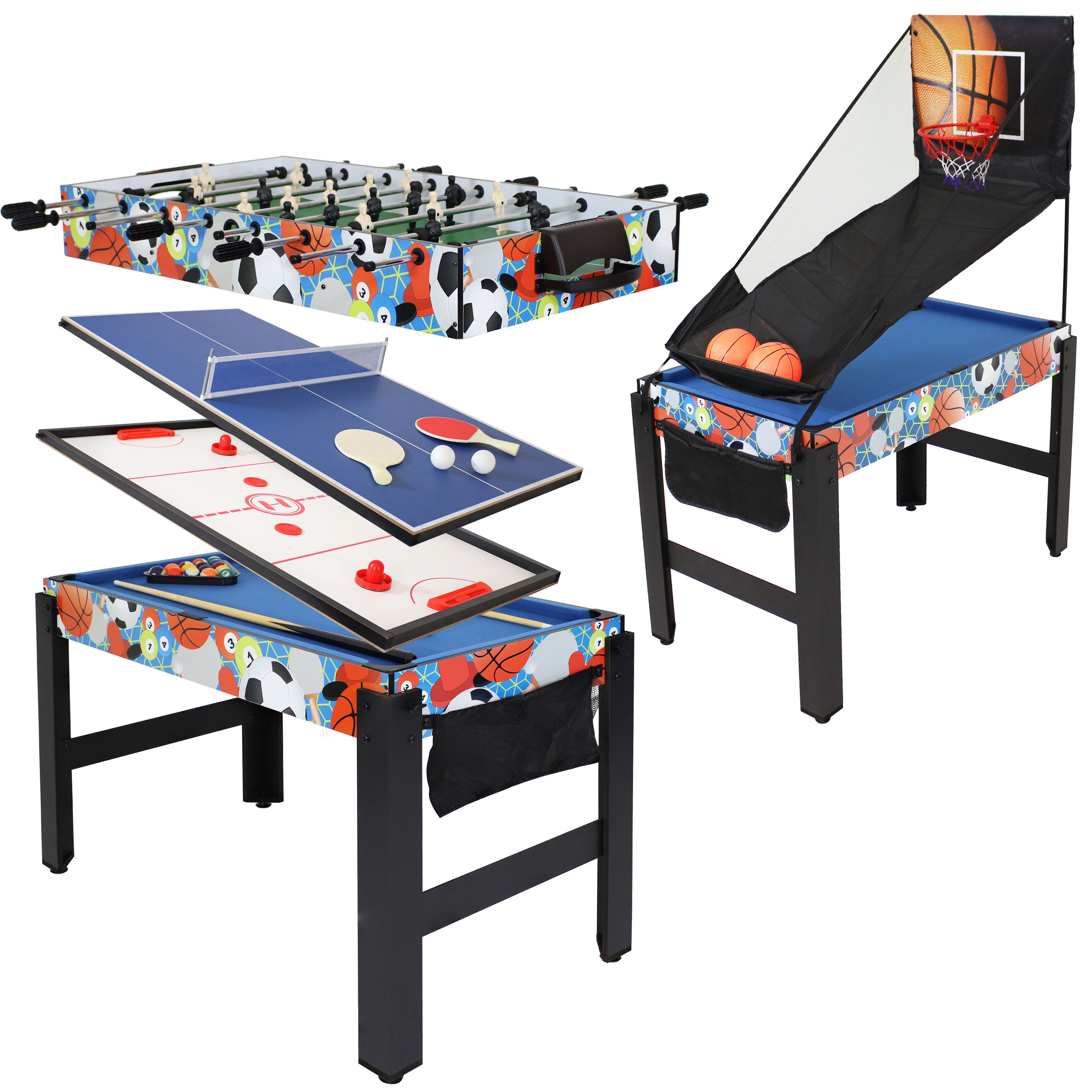 Sunnydaze Sport Collage 5-in-1 Multi-Game Table - Multi-Color