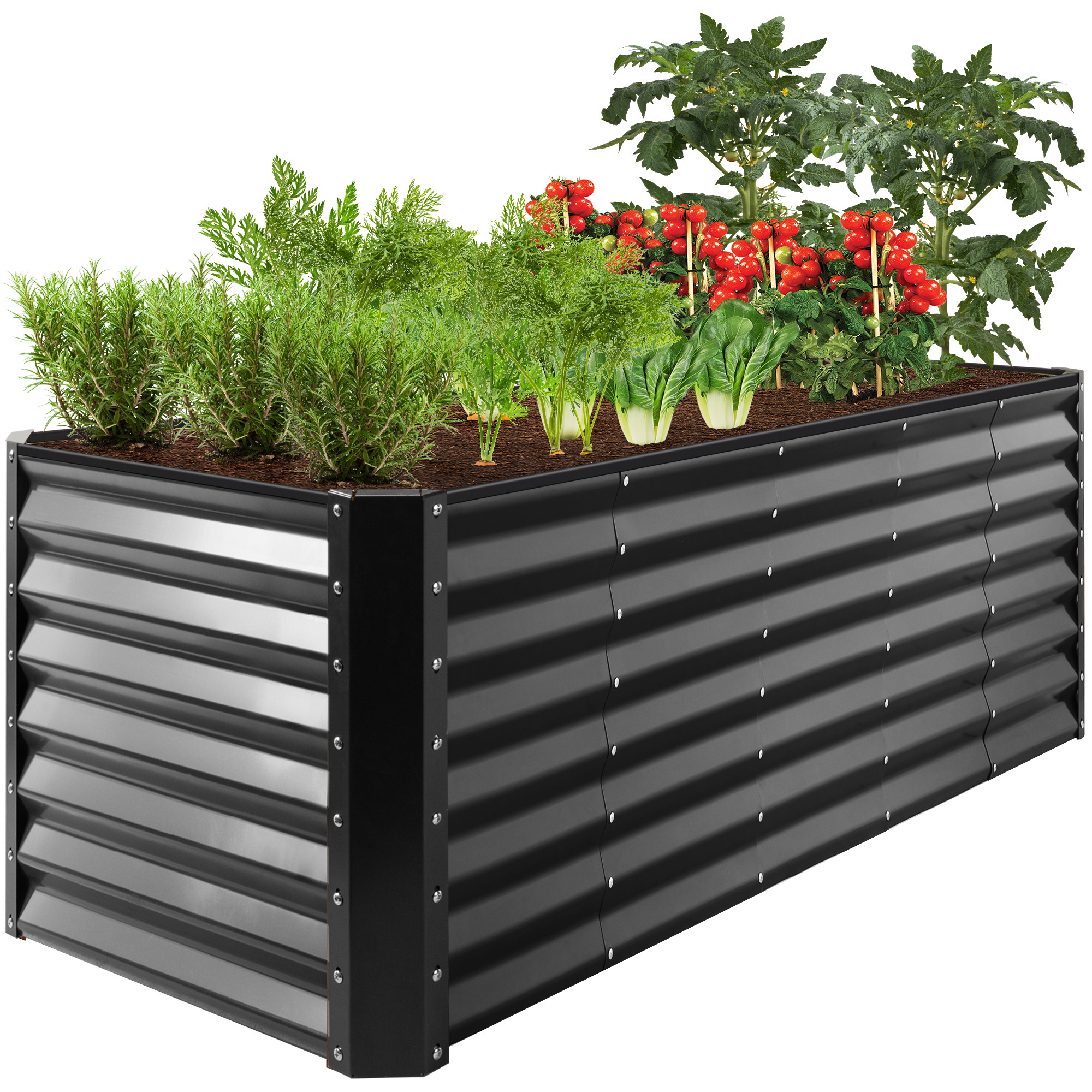 8x2x2ft Outdoor Metal Raised Garden Bed, Planter Box for Vegetables, Flowers - Charcoal - Best Choice Products Online
