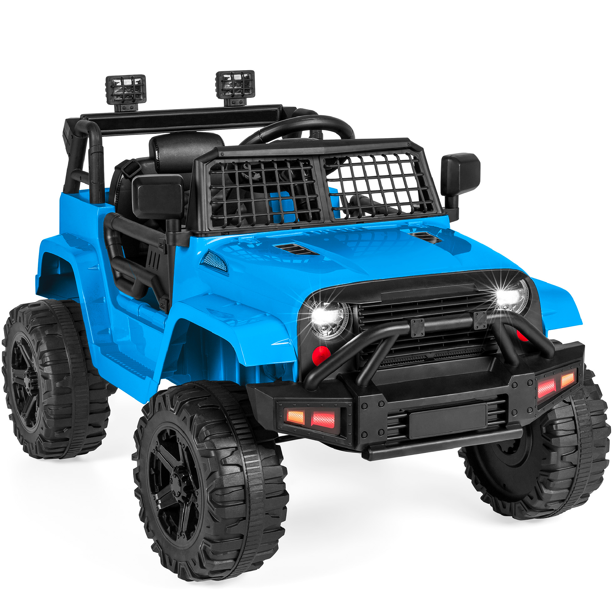 Ride-On Car For Kids w/ Parental Remote Control, 12V Battery Power, Spring Suspension Wheels, LED Lights - Light Blue - Best Choice Products