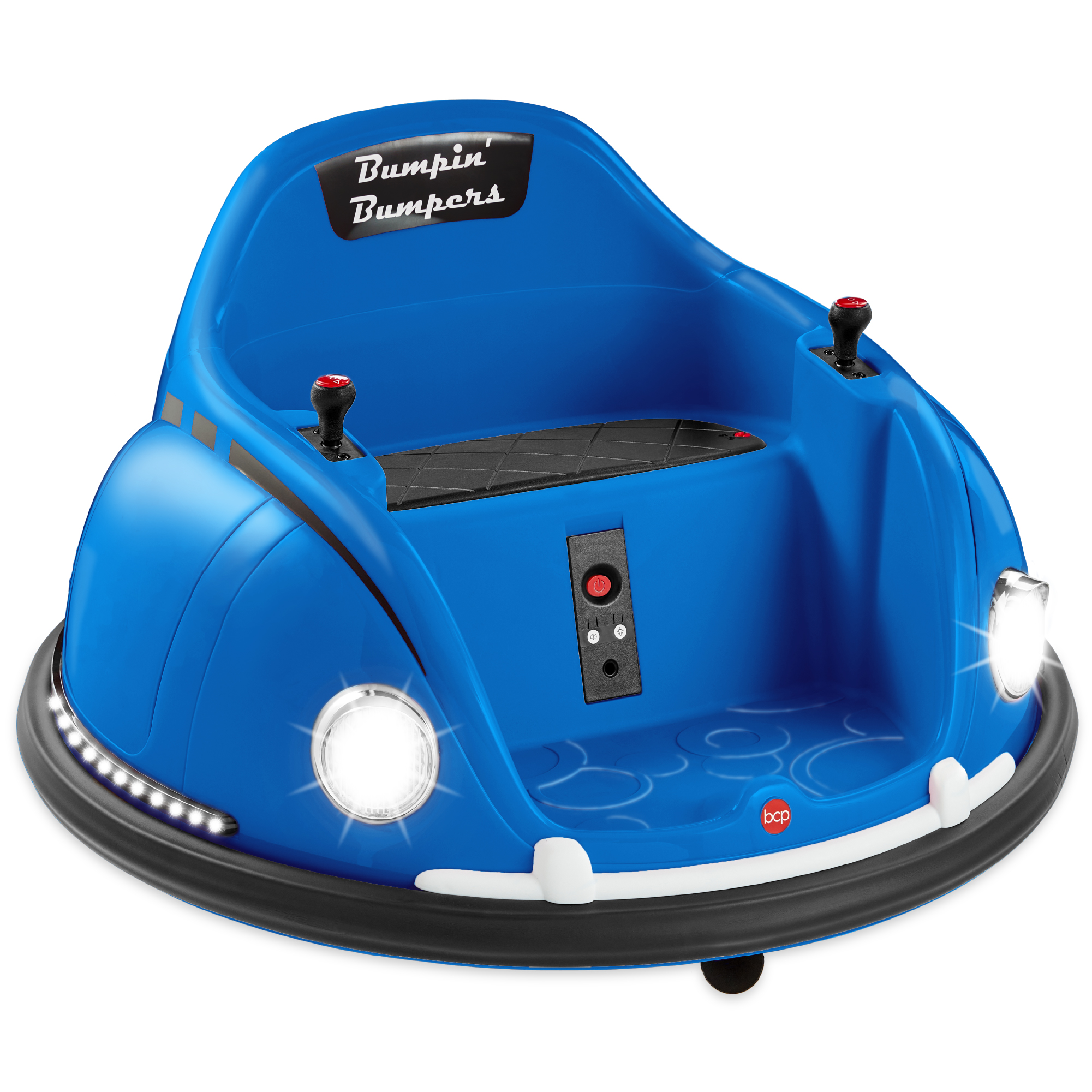Kids 6V Bumper Car Ride On Toy w/ Remote Control, Harness, Lights, 360° Spin - Navy Blue - Best Choice Products Online