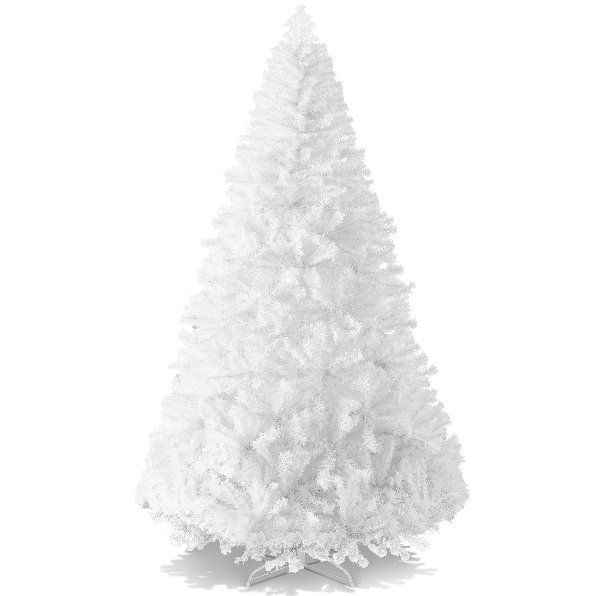 6ft Artificial Premium White Hinged Christmas Pine Tree w/ 1,000 Tips, Foldable Metal Base - Best Choice Products Online