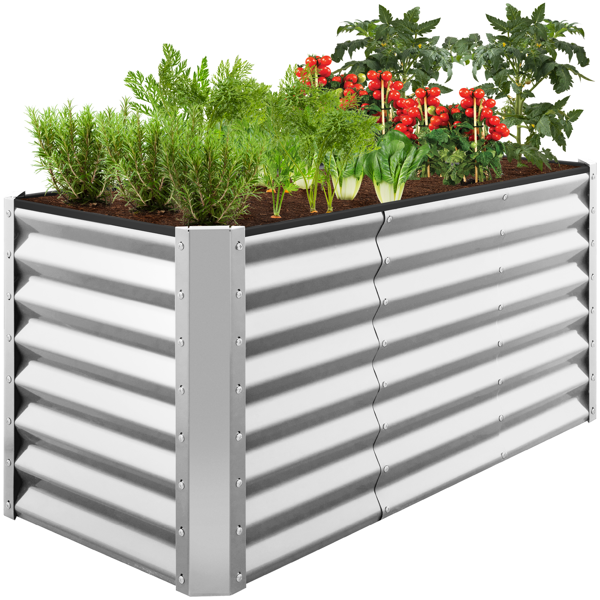 4x2x2ft Outdoor Metal Raised Garden Bed, Planter Box for Vegetables, Flowers, Herbs - Galvanized - Best Choice Products Online
