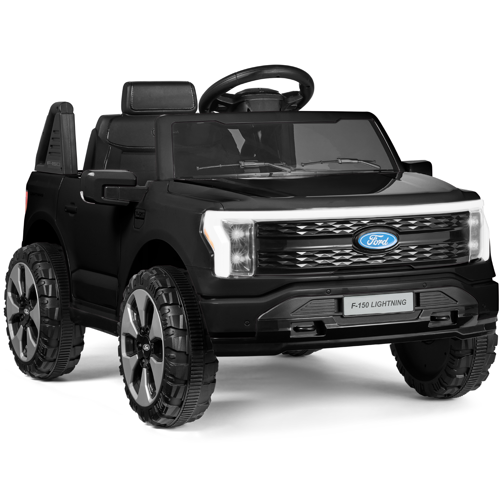 Kids 12V Ride On Car Officially Licensed Ford Lightning Truck w/ Remote, LED Lights - Black - Best Choice Products Online