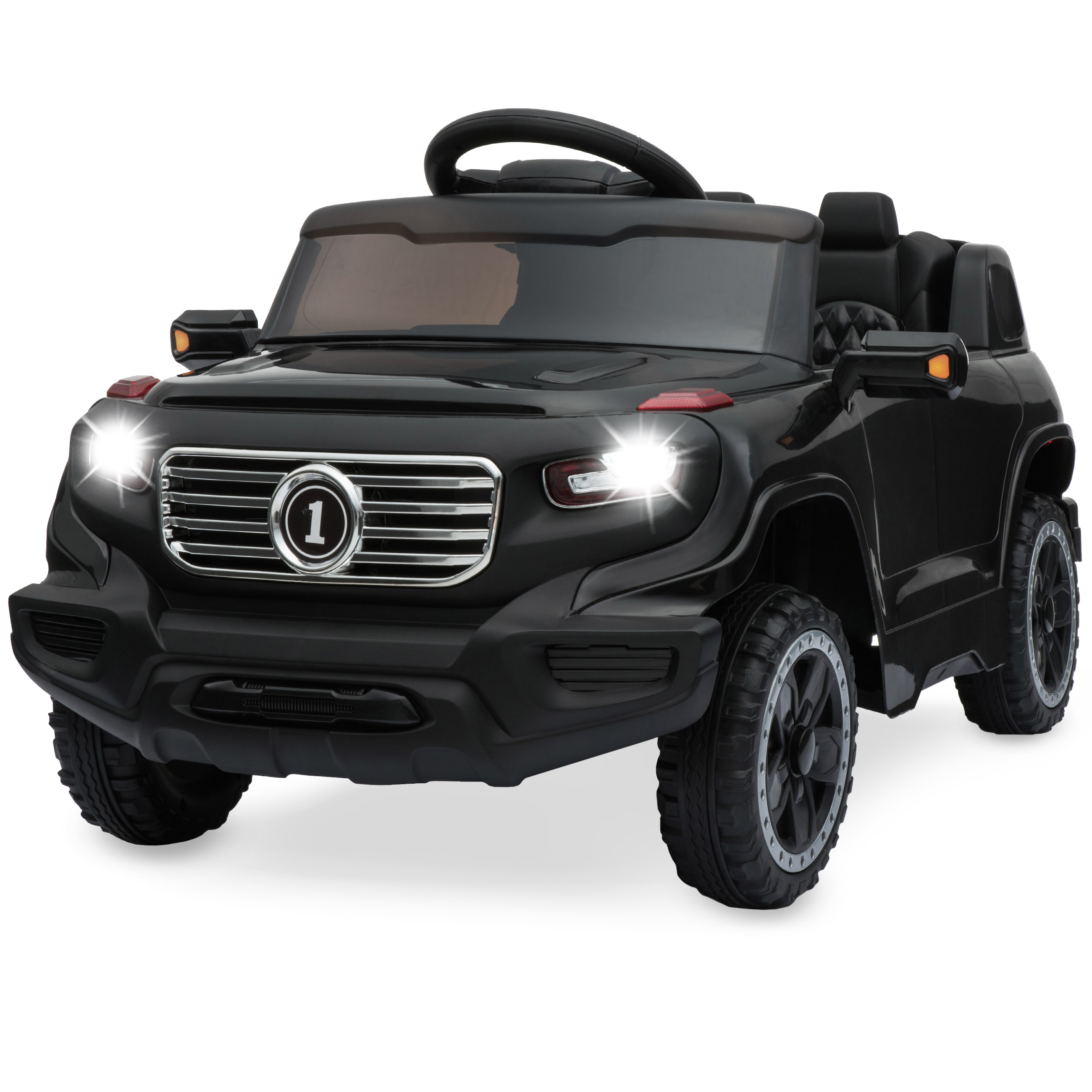 Ride On SUV - 6V Ride On Car Truck Toy For Kids w/ Parental Remote Control, 3 Speeds, LED Headlights, MP3 Player, Horn - Black