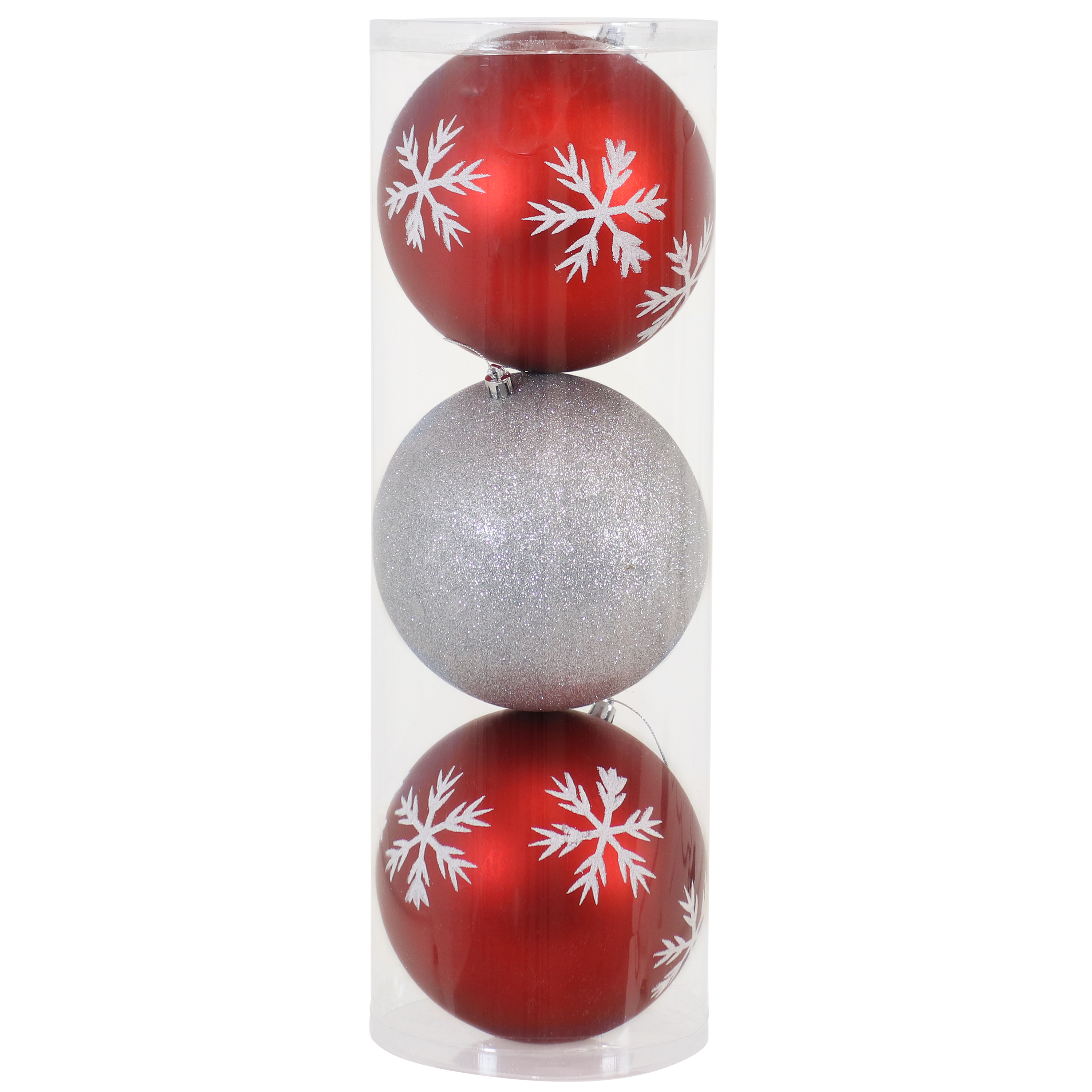 Sunnydaze 6-Inch Sparkle and Shine Christmas Ball Ornament Set - Red/Silver