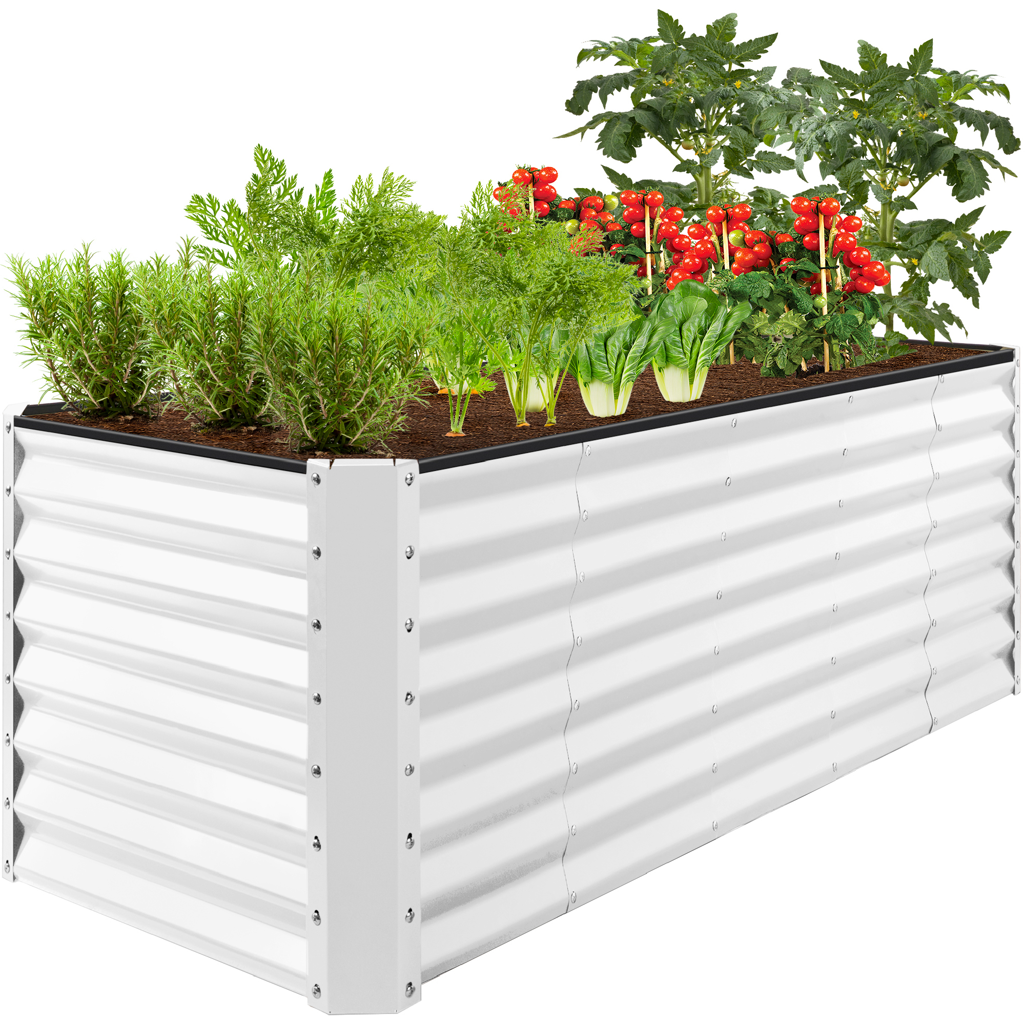 8x2x2ft Raised Metal Outdoor Garden Bed, Planter Box for Flowers, Vegetables, Herbs - White - Best Choice Products Online