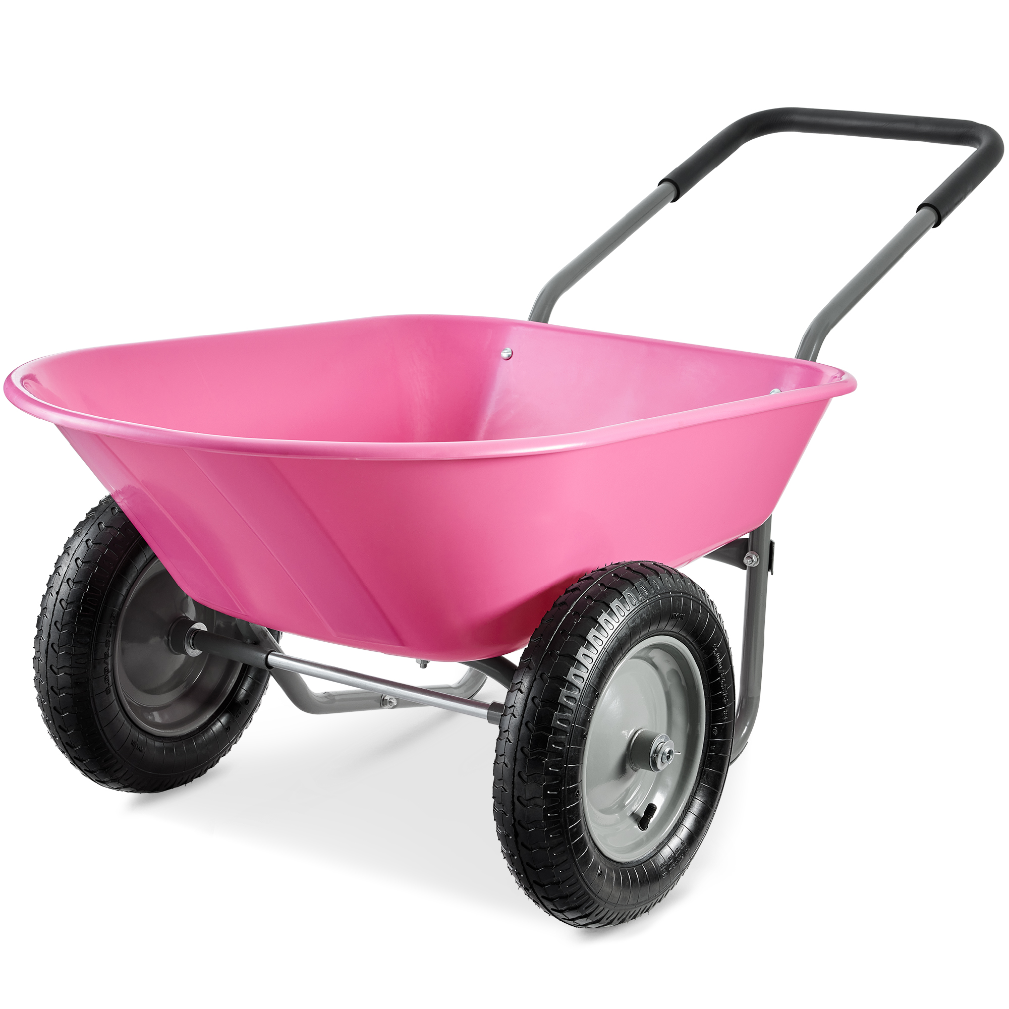 Dual-Wheel Home Wheelbarrow Yard Garden Cart for Lawn, Construction - Pink - Best Choice Products Online